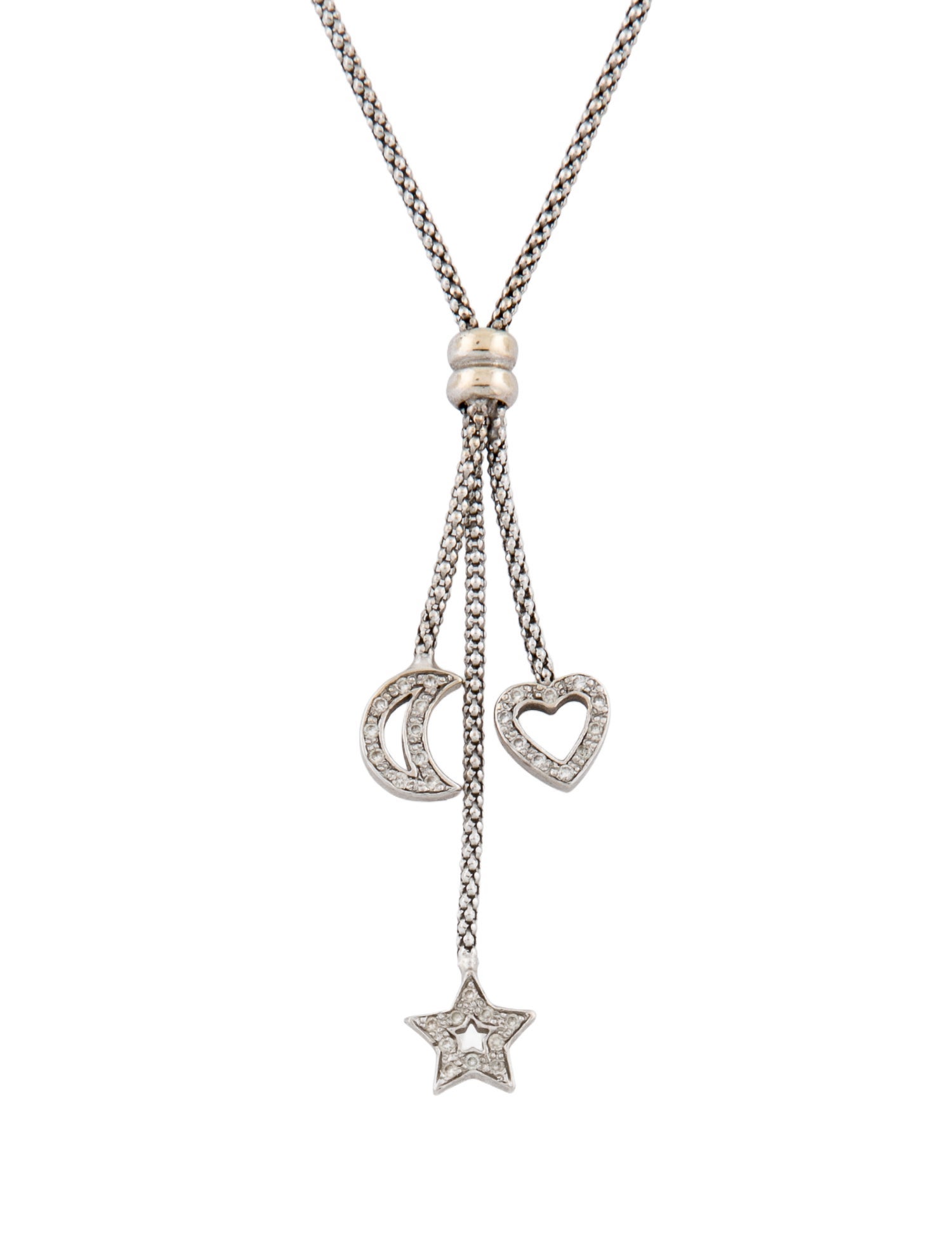 Necklace 14K Diamond Moon, Star& Heart Charm