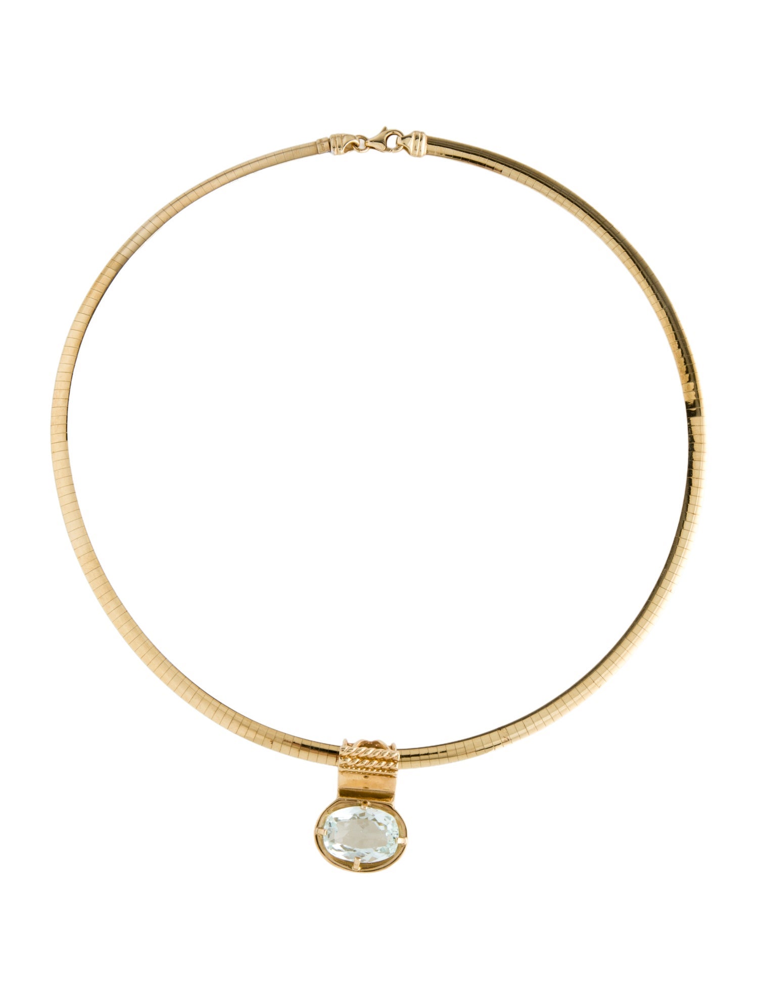 Necklace 14K 7.50ct Aquamarine Slide Pendant Reversible Omega