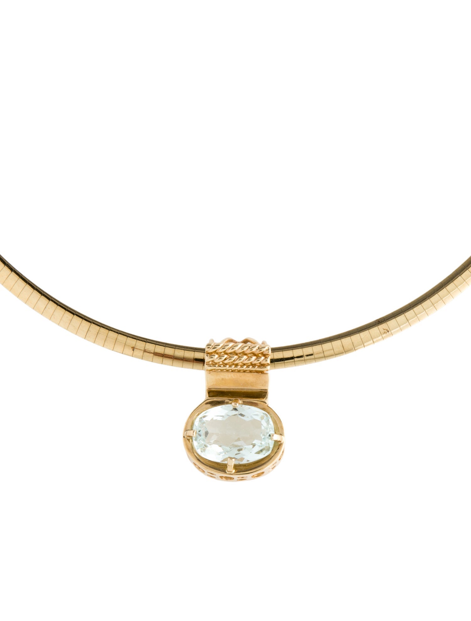 Necklace 14K 7.50ct Aquamarine Slide Pendant Reversible Omega