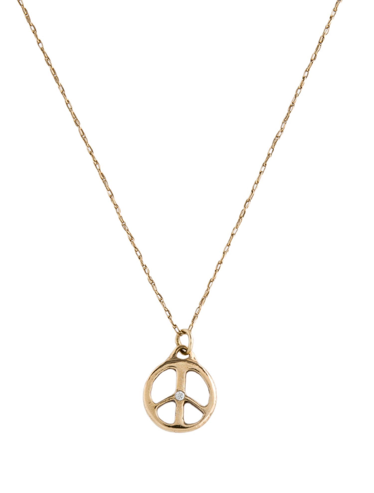Necklace 14K Diamond Peace Pendant