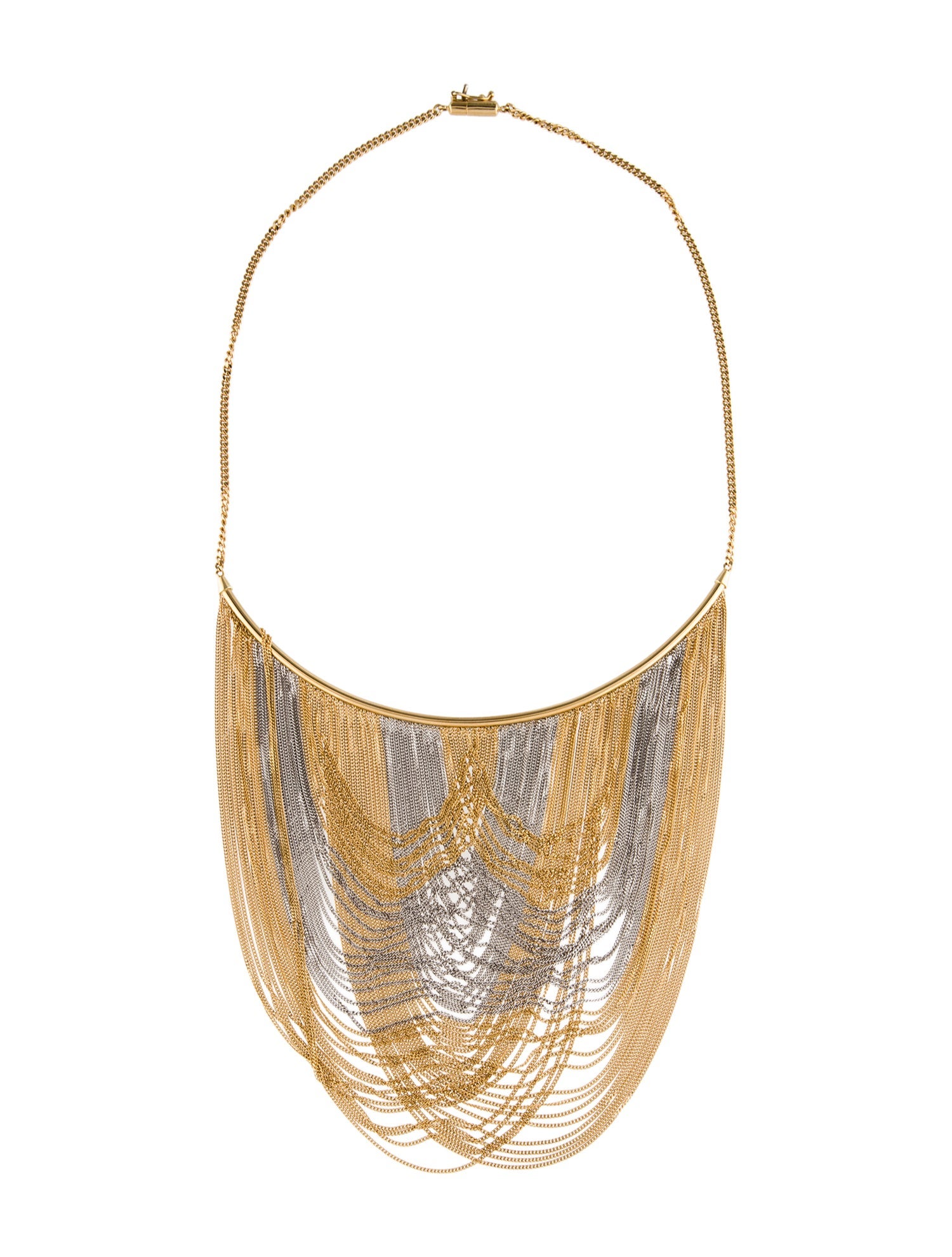 Necklace 18K Two Tone Chain Fringe Collar