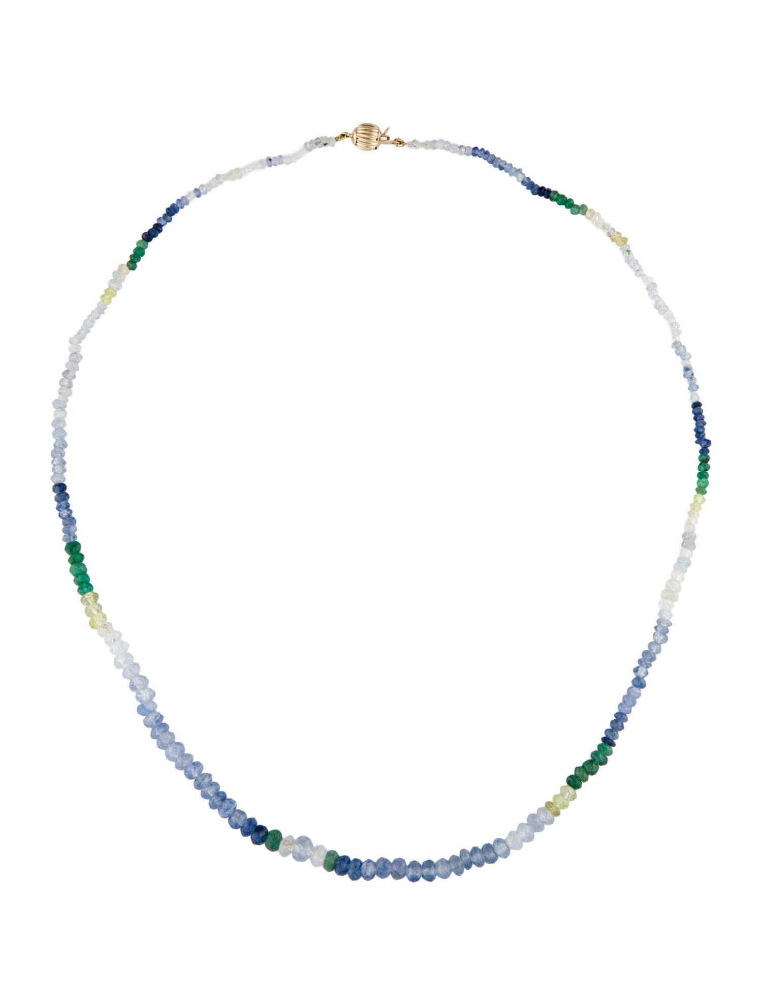 Necklace 14K Emerald & Sapphire Bead Strand Necklace