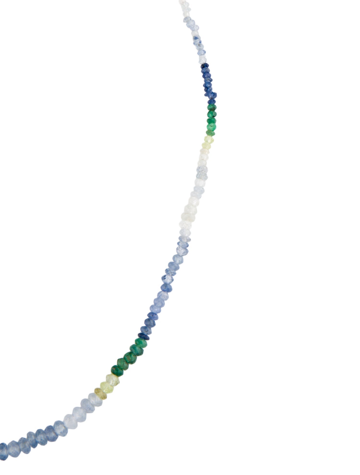 Necklace 14K Emerald & Sapphire Bead Strand Necklace