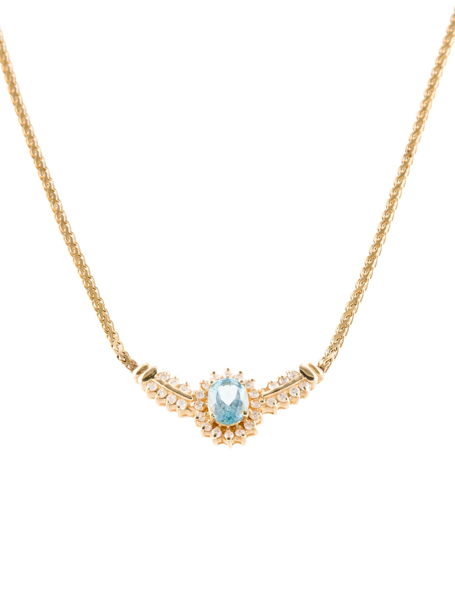 Necklace 14K 2.17ct Topaz & Diamond Pendant