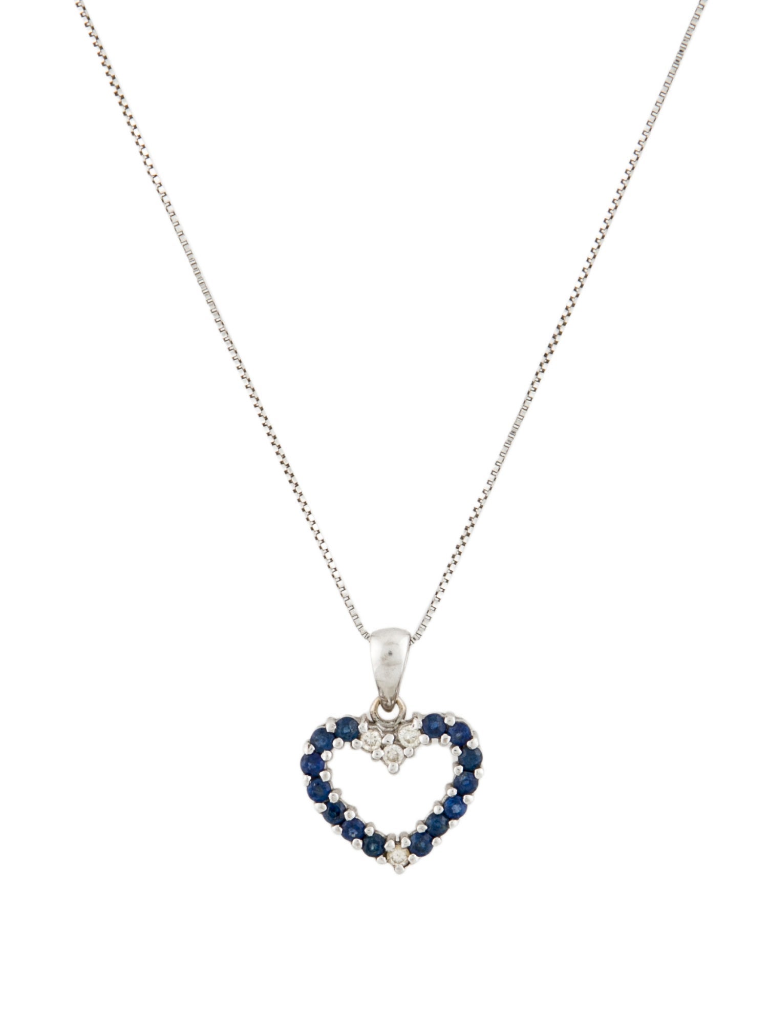 Necklace 14K Sapphire & Diamond Heart Pendant