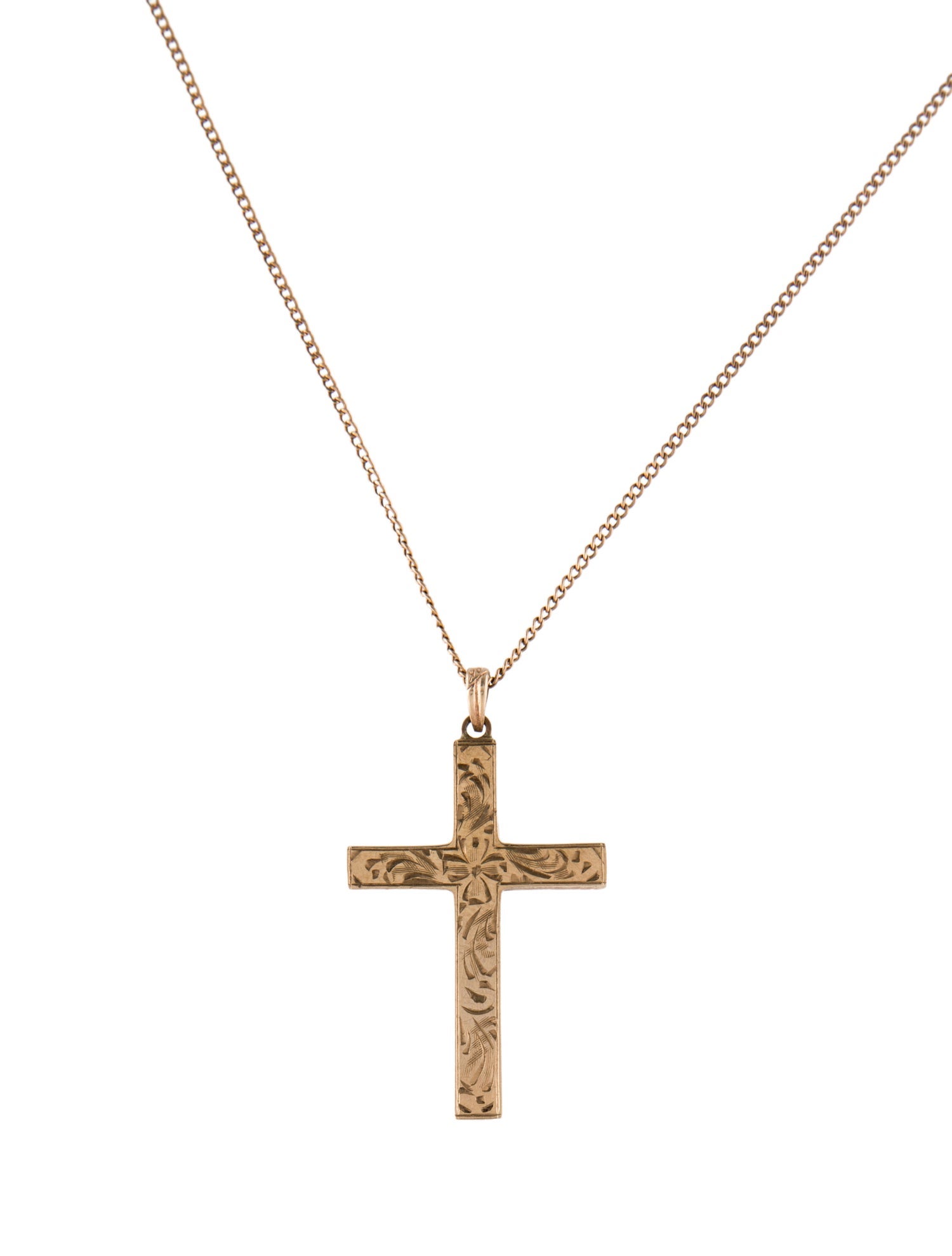 Necklace 10K Patterned Cross Pendant