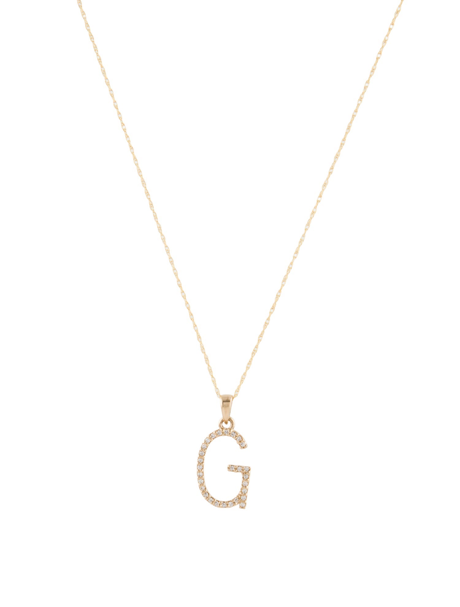 Necklace 14K Diamond 'G' Initial Pendant