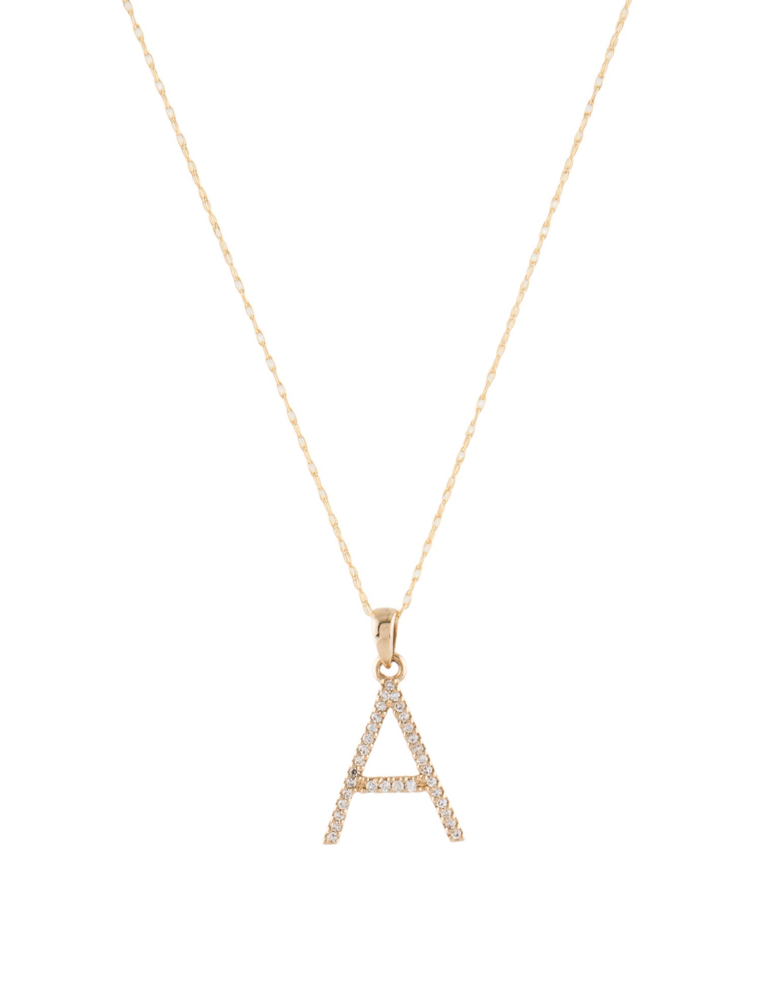 Necklace 14K Diamond 'A' Initial Pendant