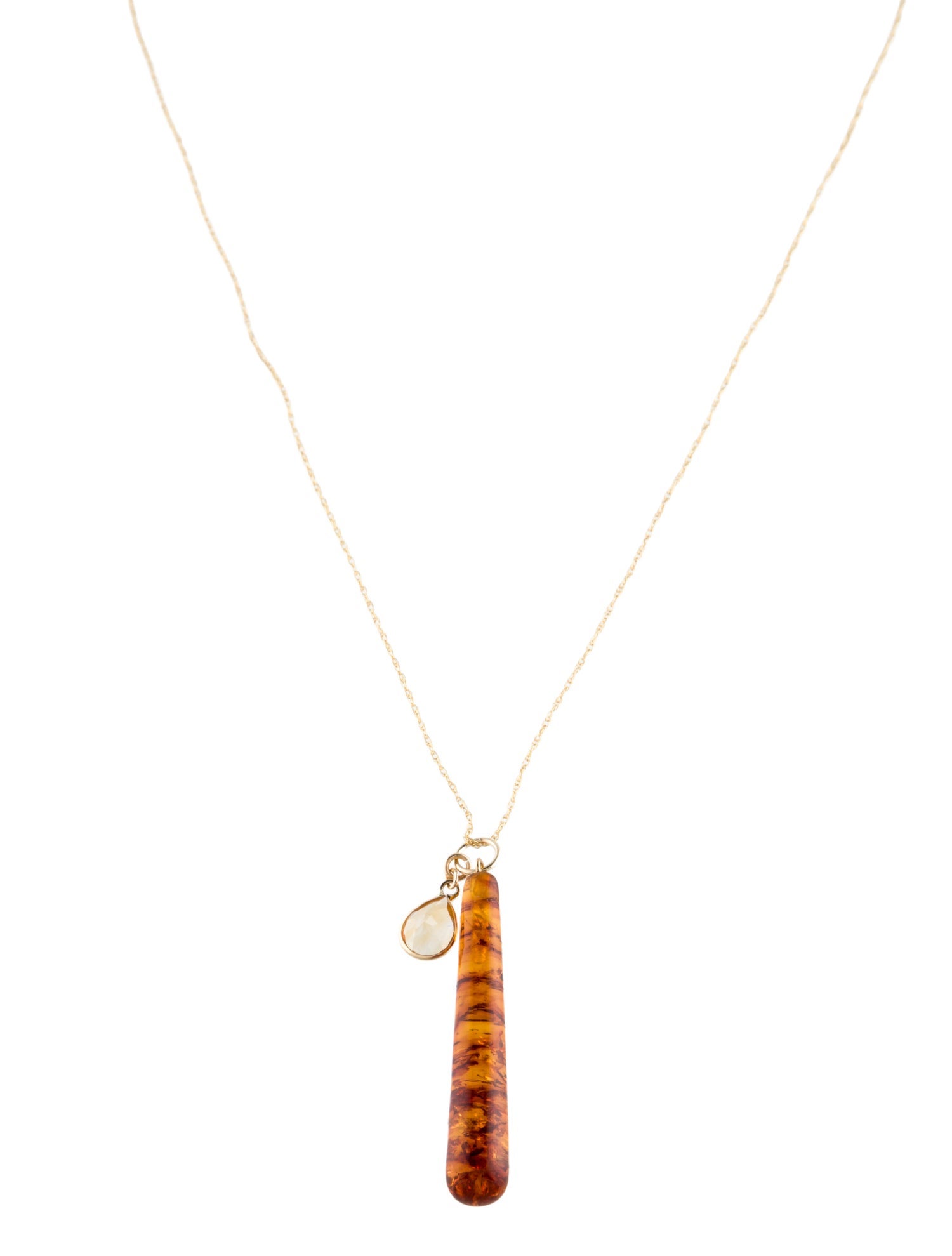 Necklace 14K Amber & Citrine Pendant