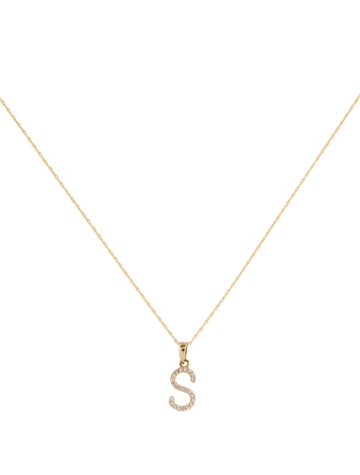 Necklace 14K Diamond 'S' Initial Pendant