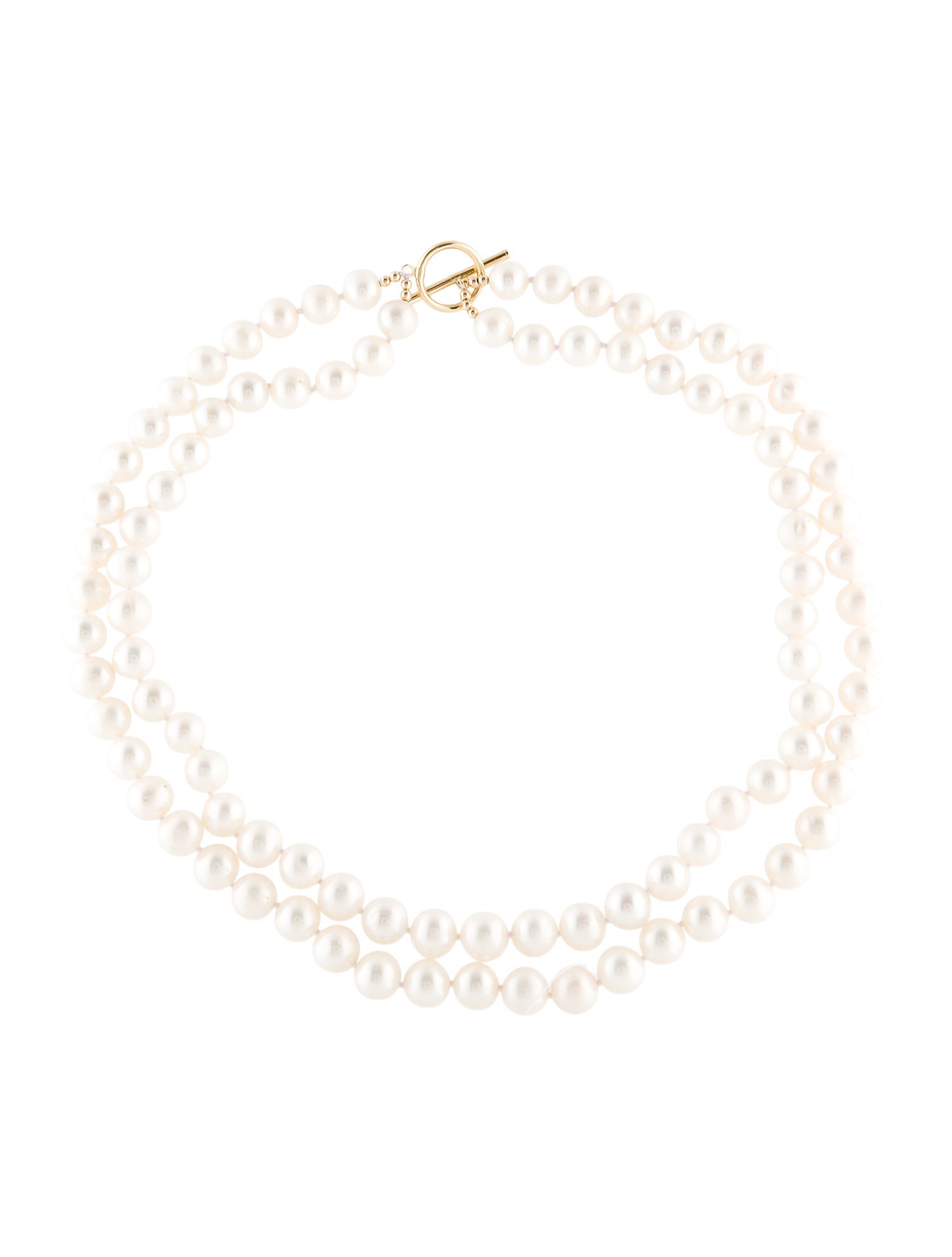 Necklace 14K Pearl Double Strand Bead Toggle