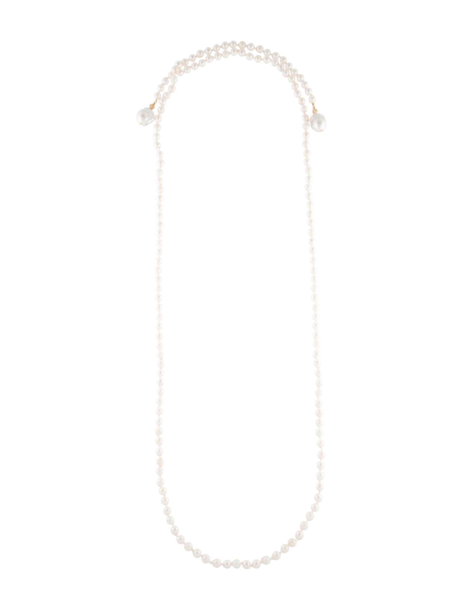 Necklace 14K Pearl Sautoir Rope Bead Lariat Necklace