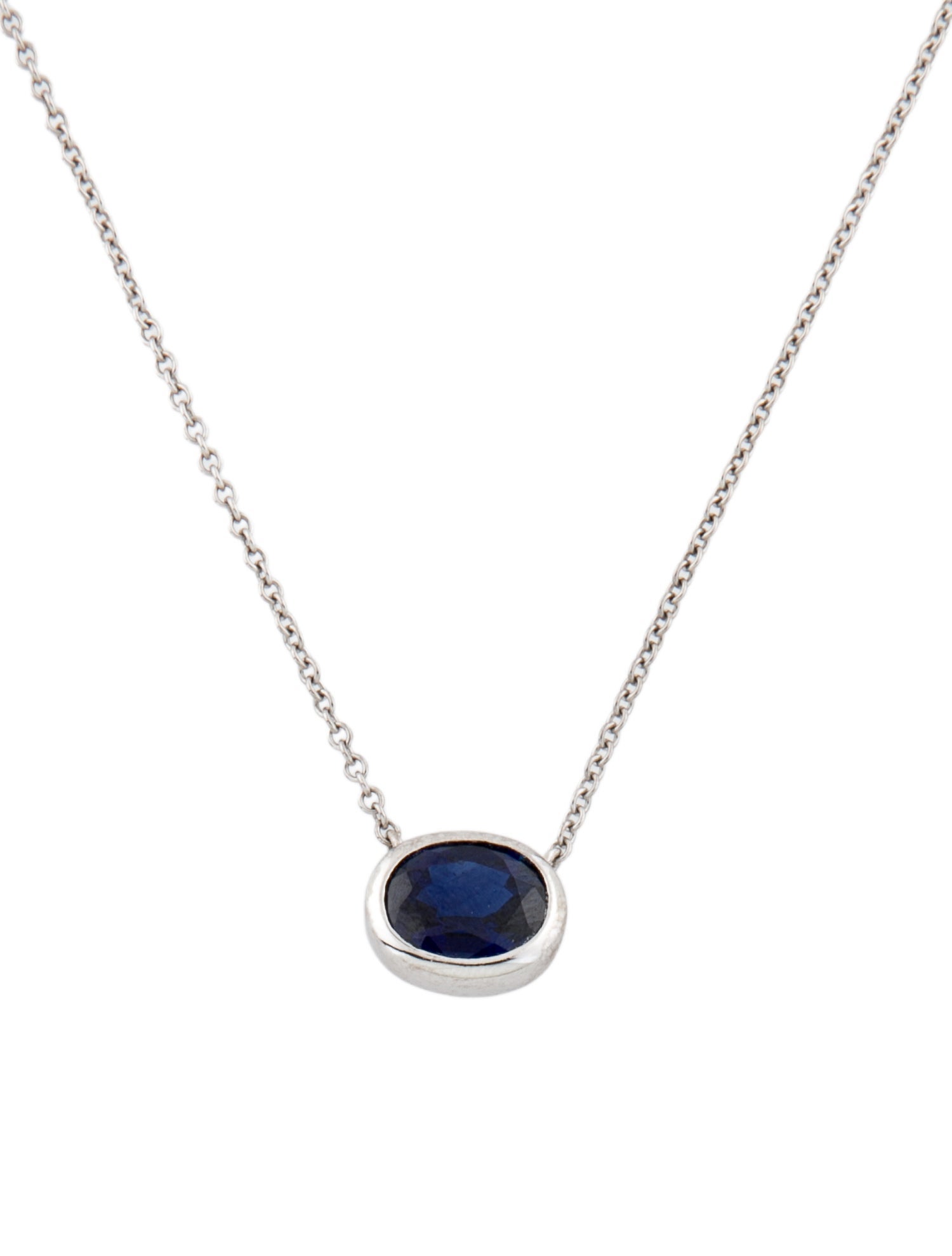 Necklace 18K 3.32ct Sapphire Pendant Necklace