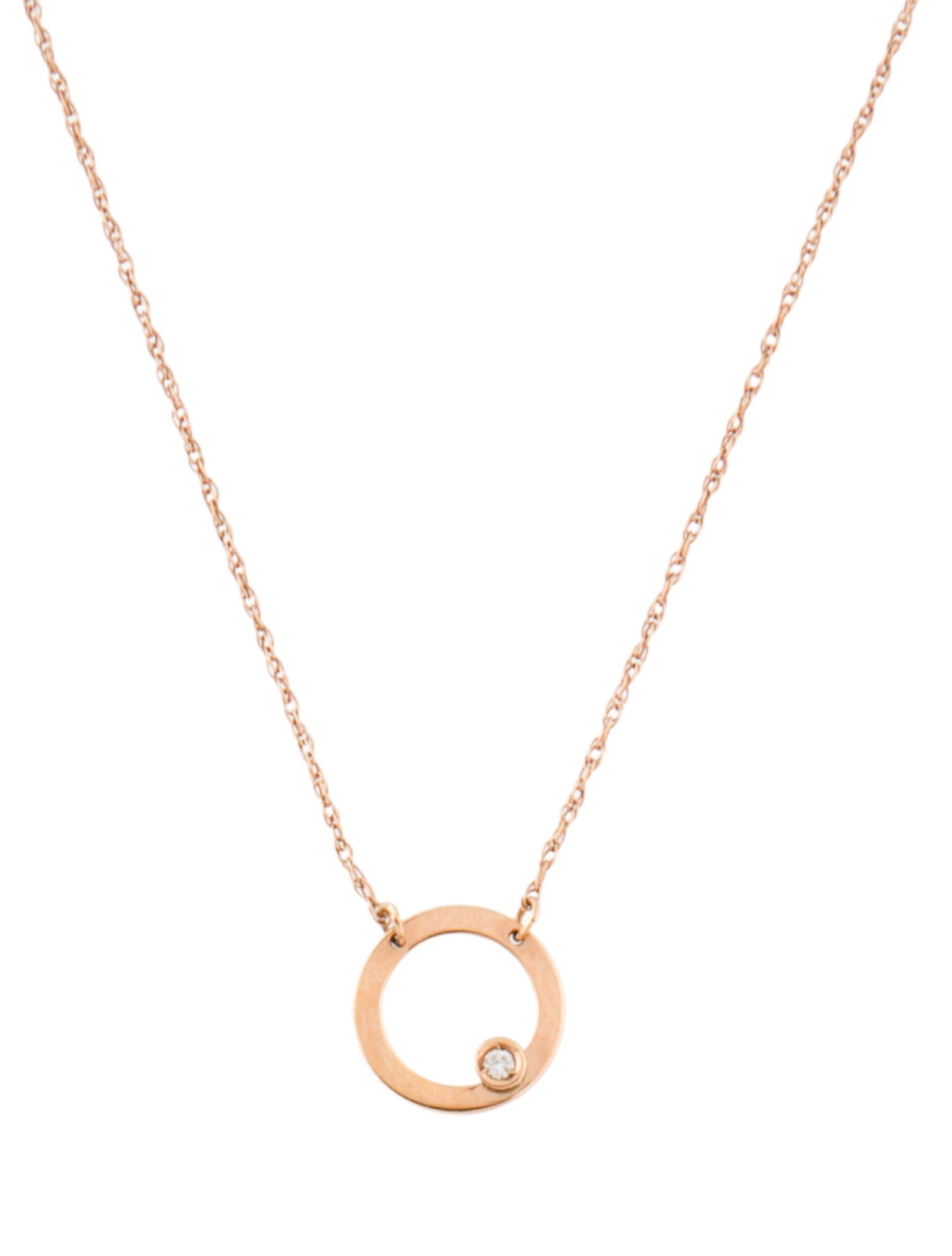 Necklace 14K Diamond Circle Pendant