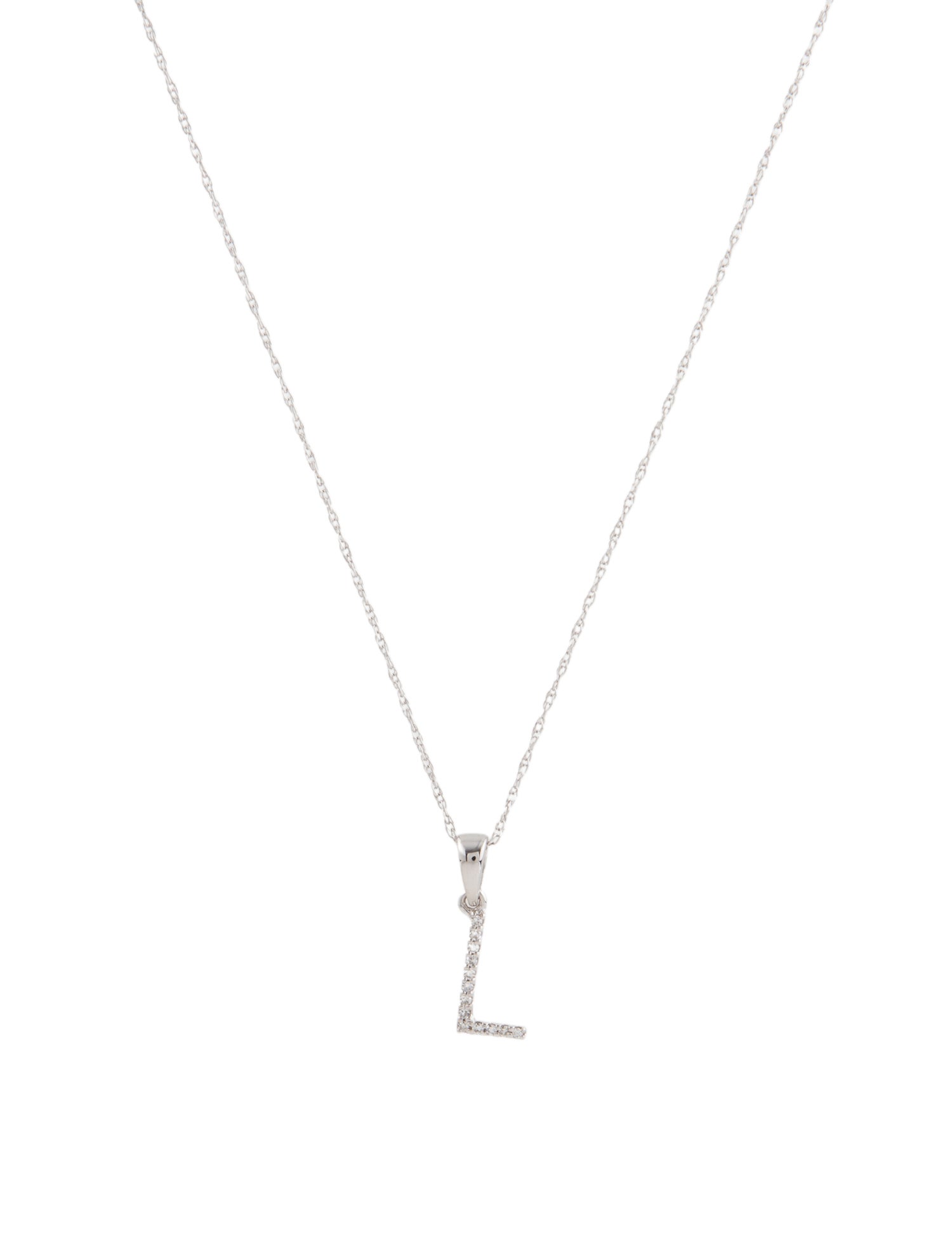 Necklace 14K Diamond 'L' Initial Pendant