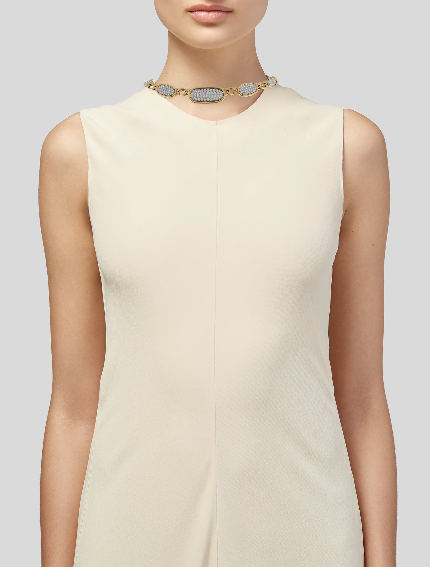 David Webb 18K 7.15 ctw Diamond Oval Link Necklace