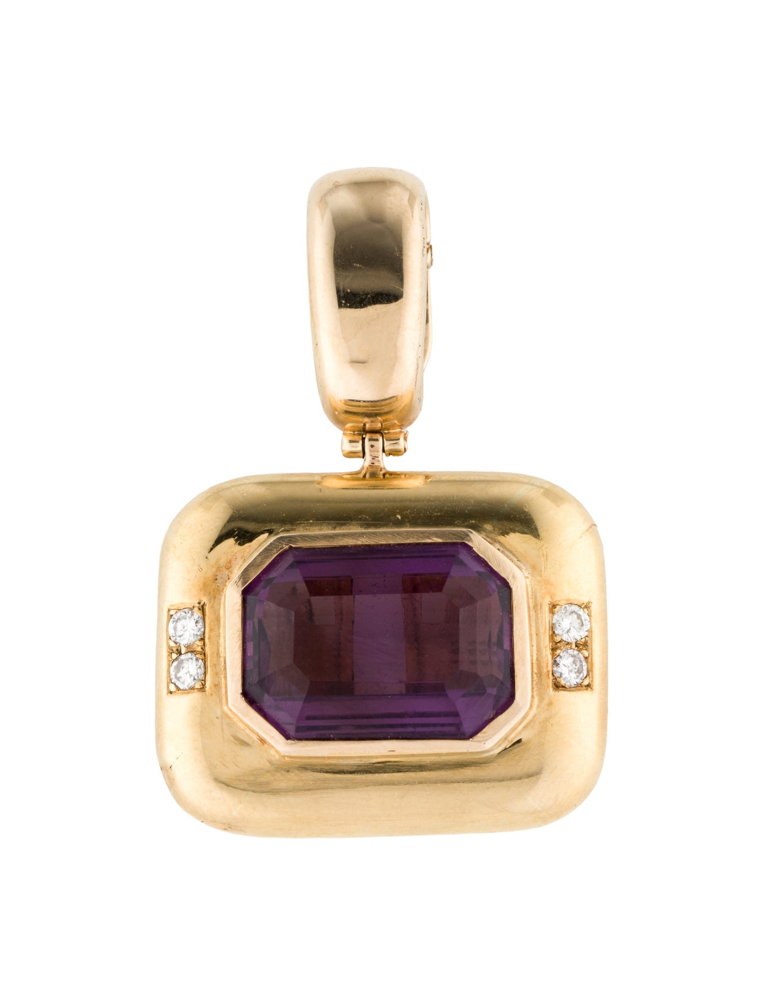 Necklace 14K 12.73ct Amethyst & Diamond Pendant