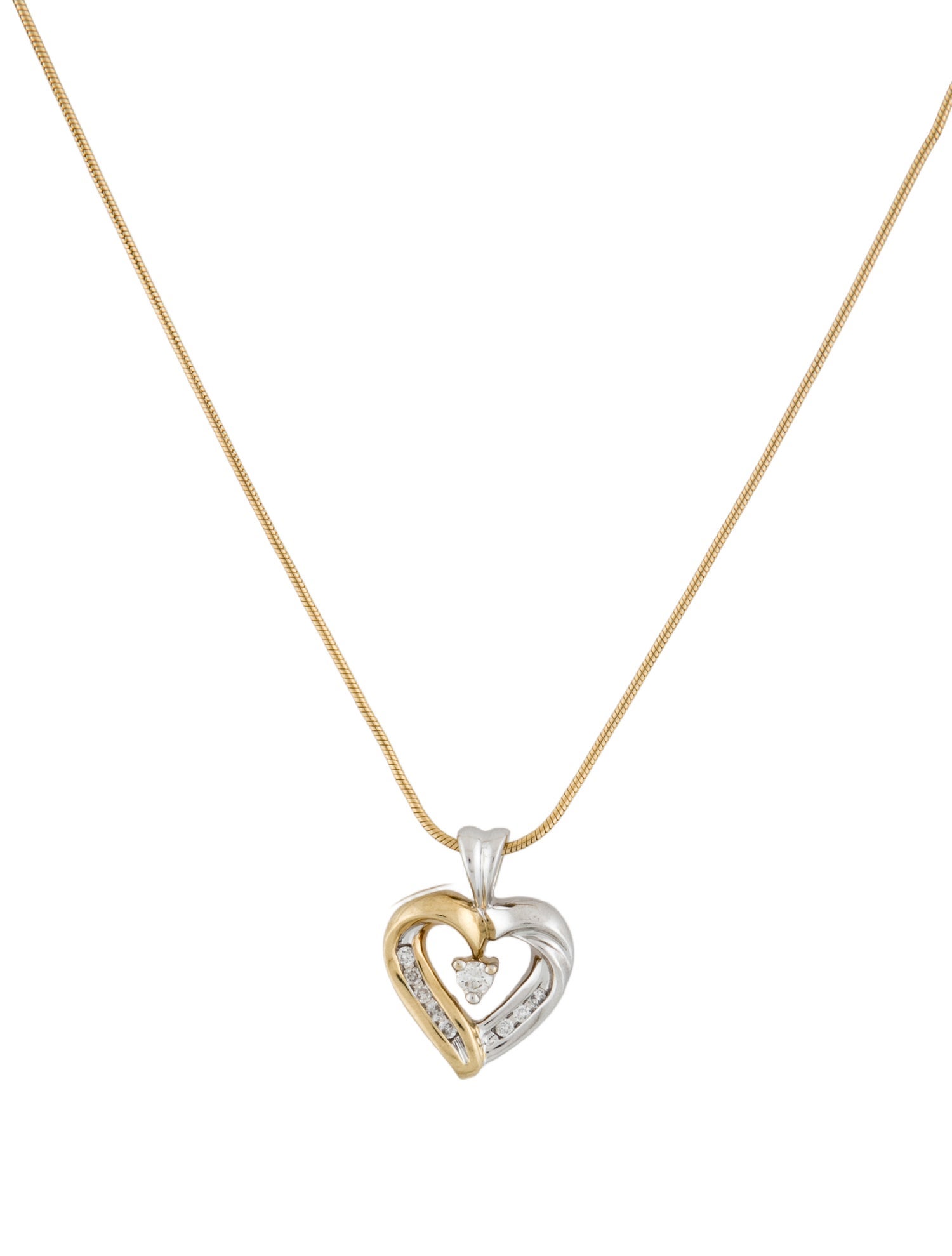 Necklace 10K Diamond Heart Pendant w/ 14K Chain