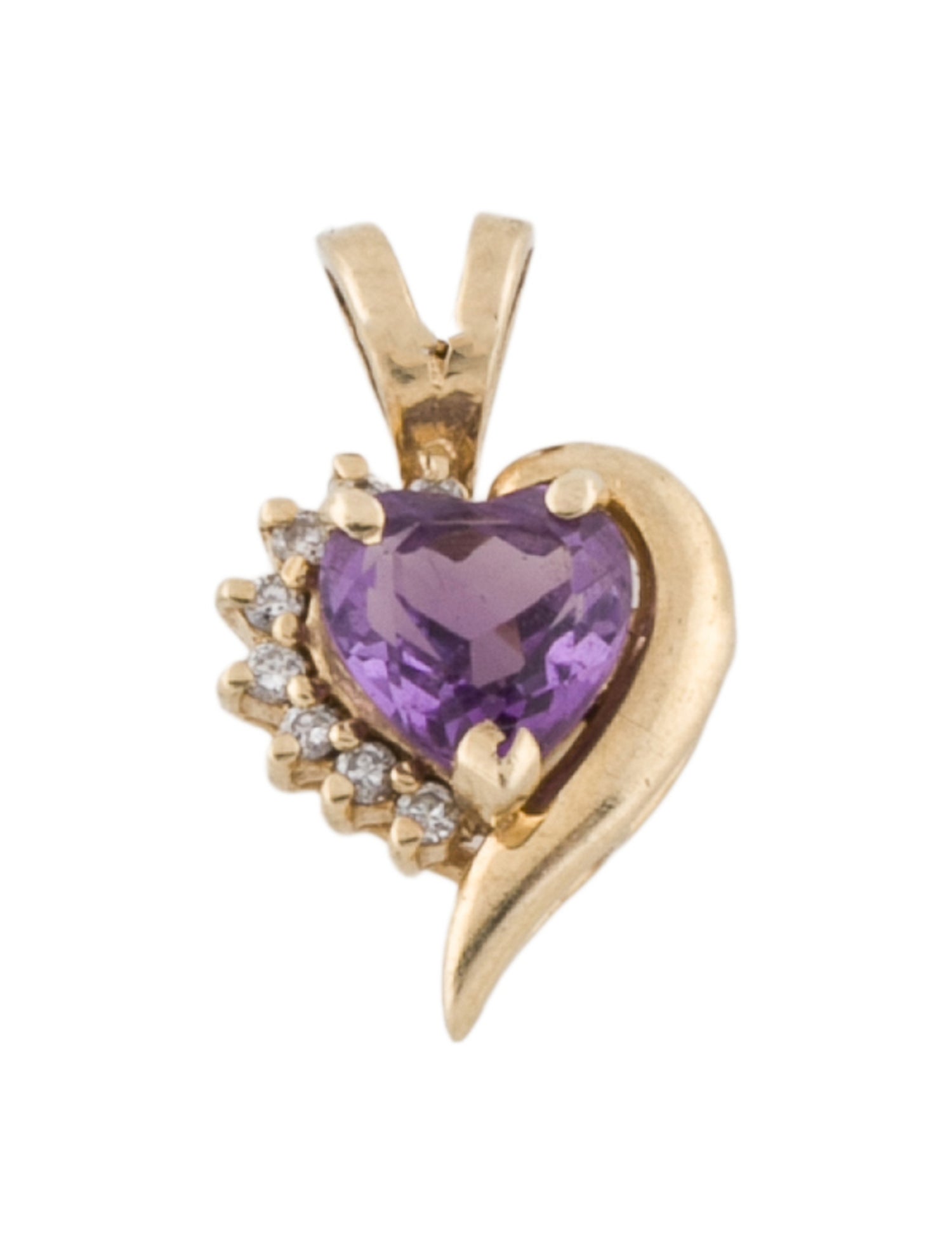 Necklace 14K Amethyst & Diamond Heart Pendant