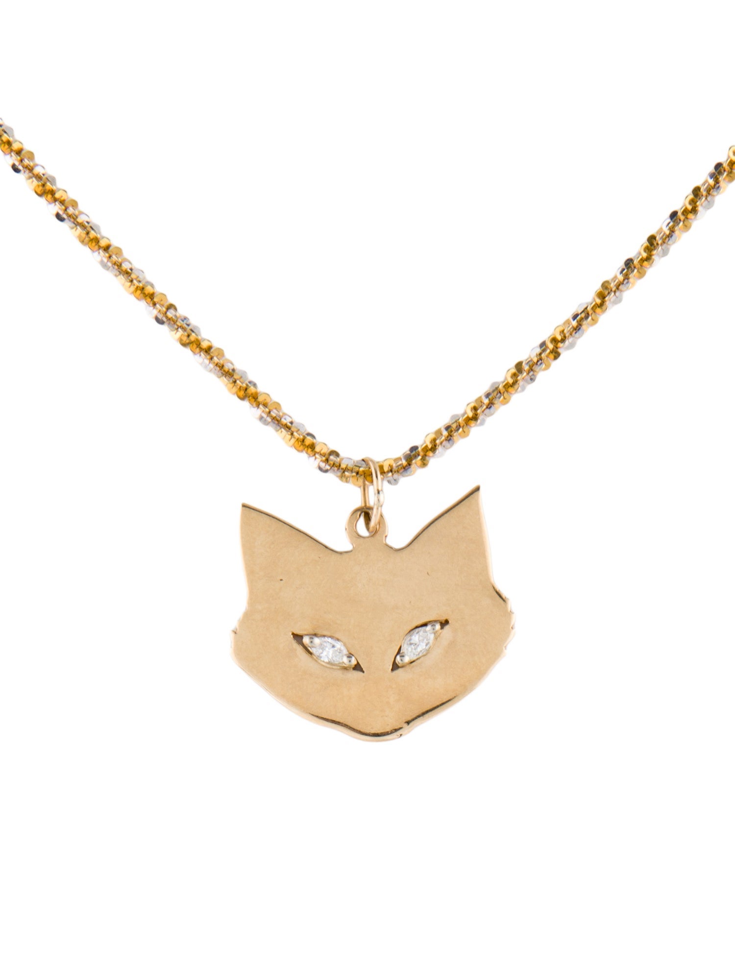Necklace 14K Diamond Cat Pendant