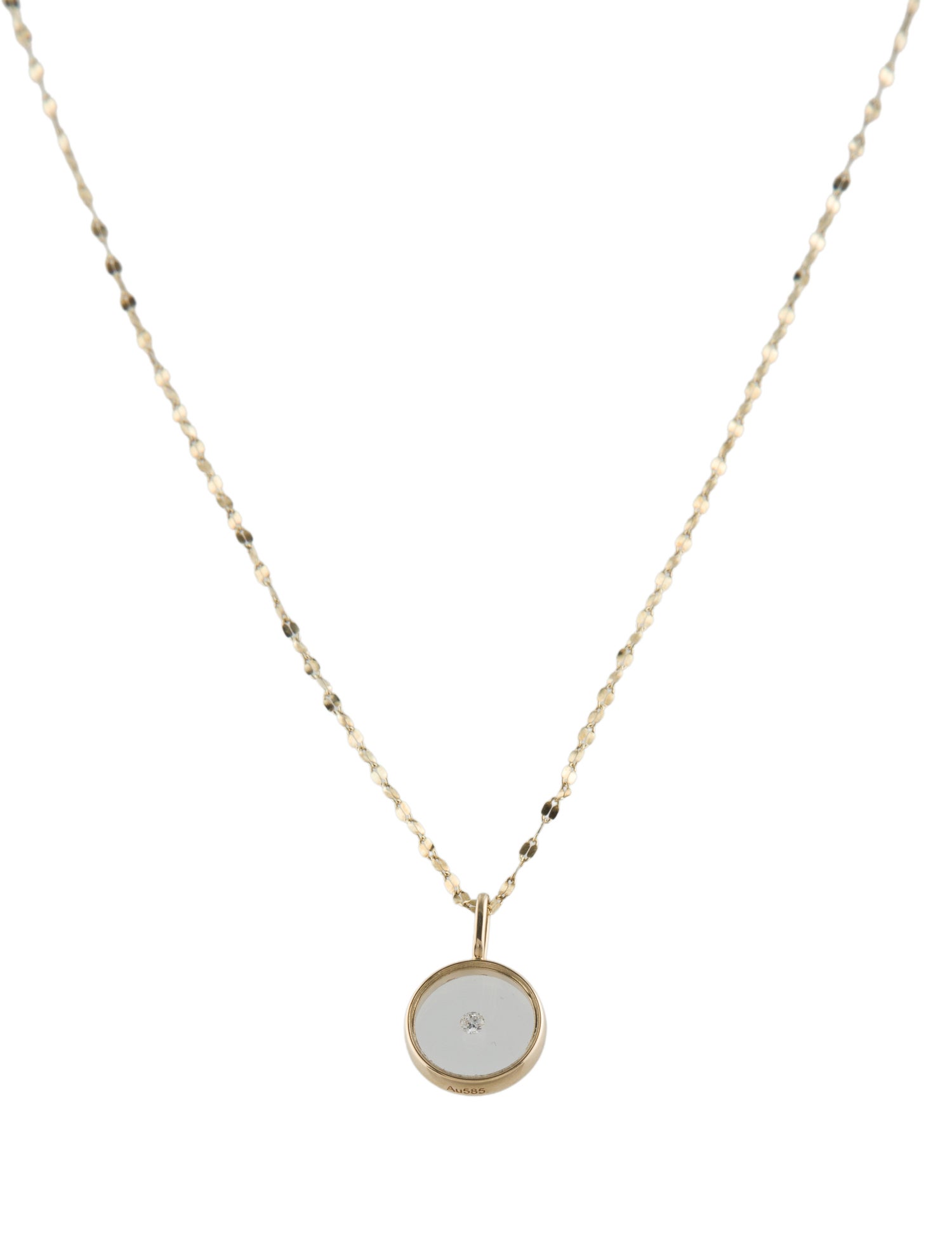 Necklace 14K Diamond & Glass Pendant