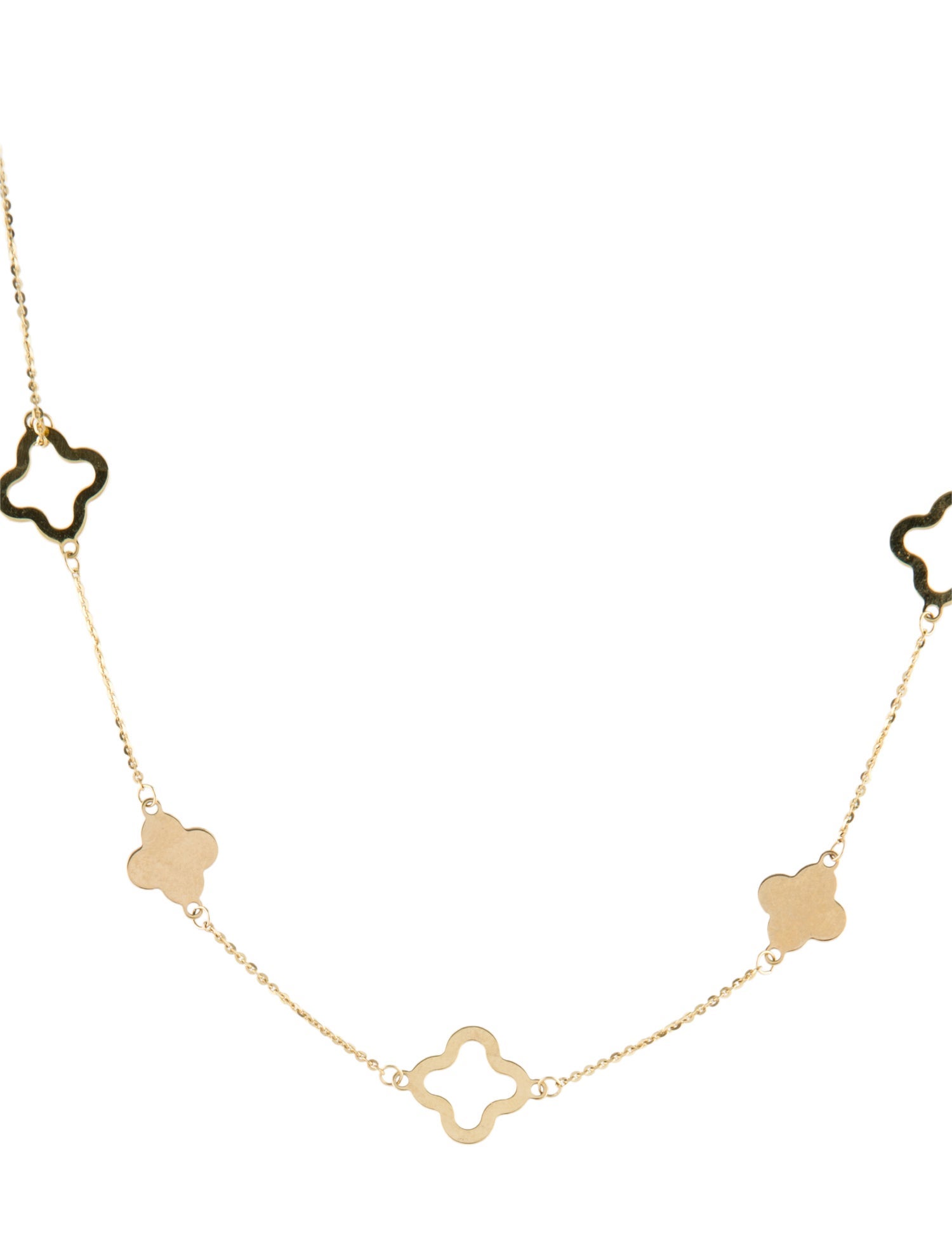 Necklace 14K Quatrefoil Station Chain