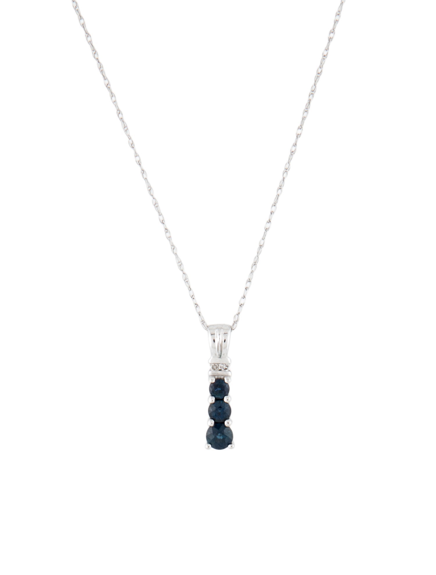 Necklace 10K Sapphire & Diamond Stack Pendant