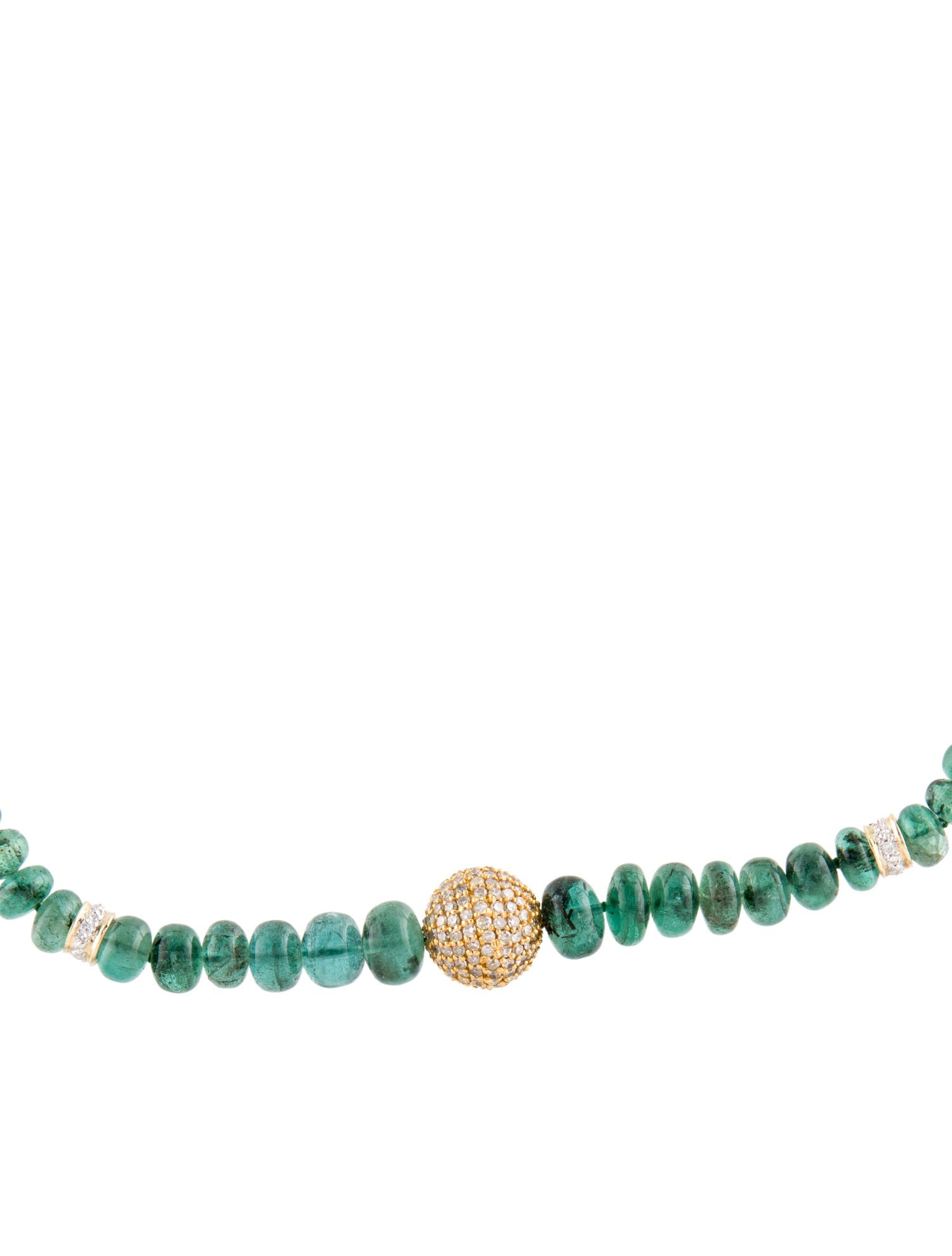 Necklace 14K Emerald & Diamond Bead Strand Necklace
