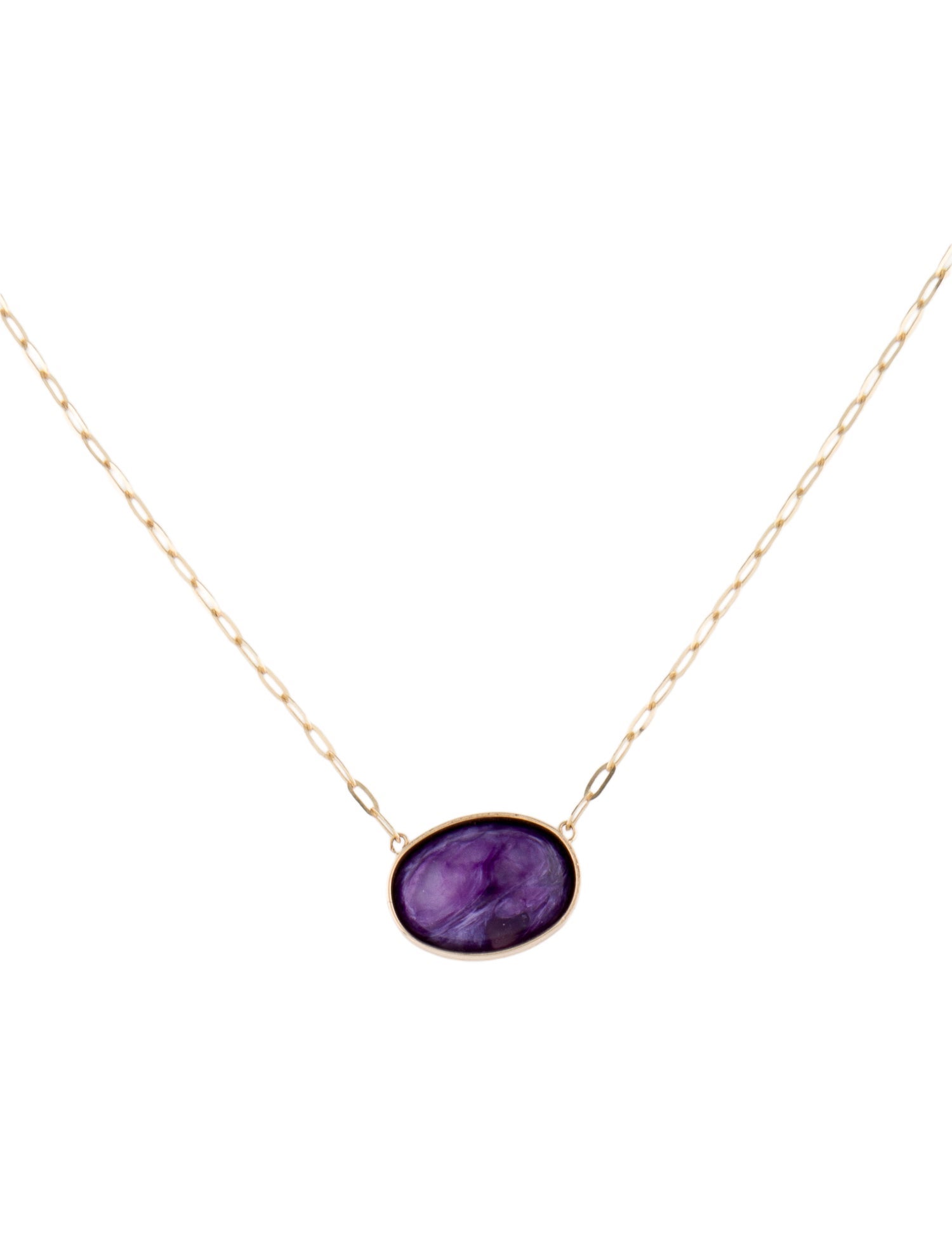Necklace 14K 4.93ct Charoite Pendant