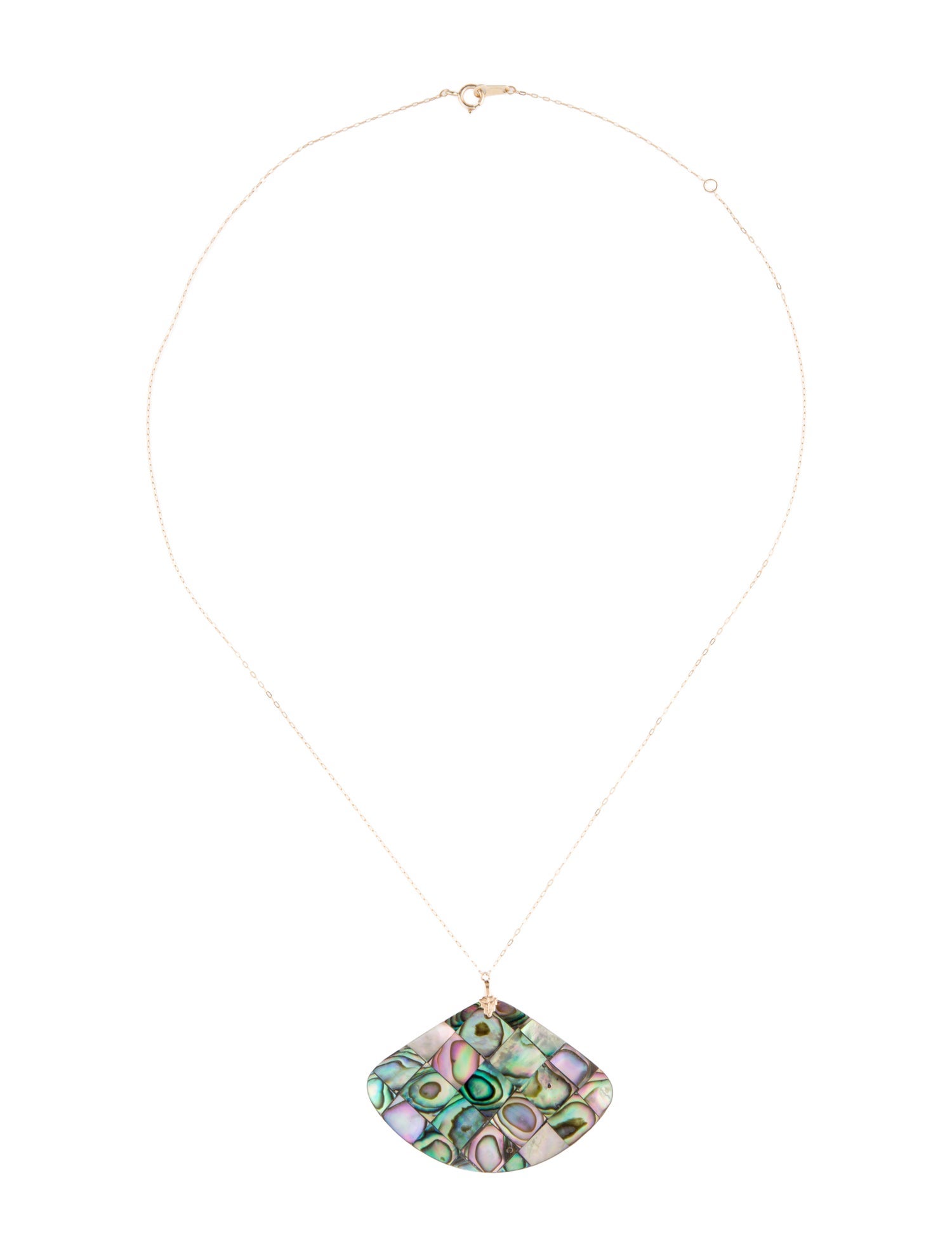 Necklace 14K Mother Of Pearl & Abalone Shell Pendant