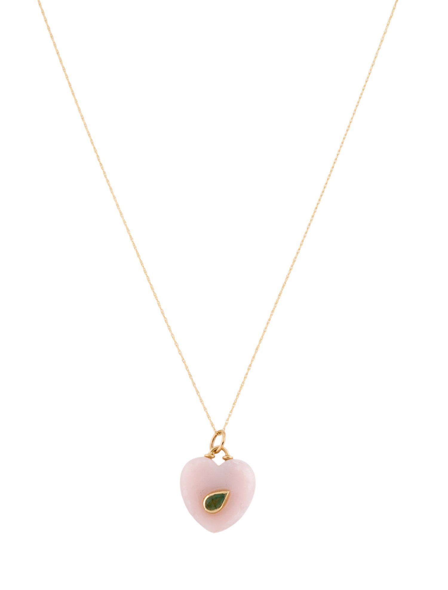 Necklace 14K Opal & Emerald Heart Pendant