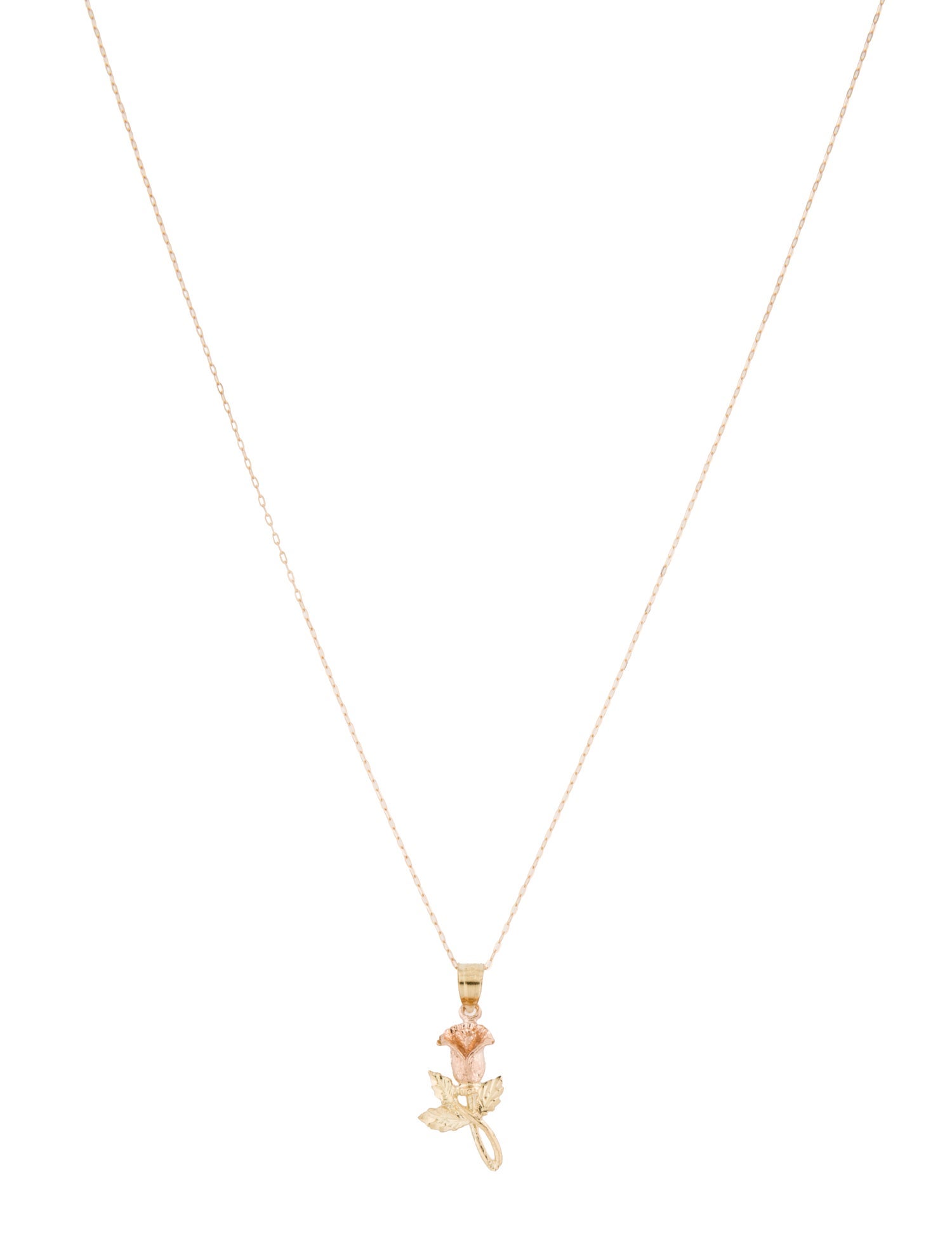 Necklace 14K Two-Tone Flower Pendant