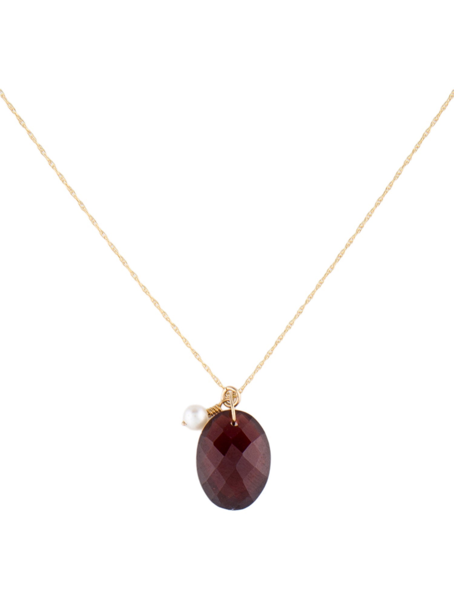 Necklace 14K Garnet & Pearl Pendant