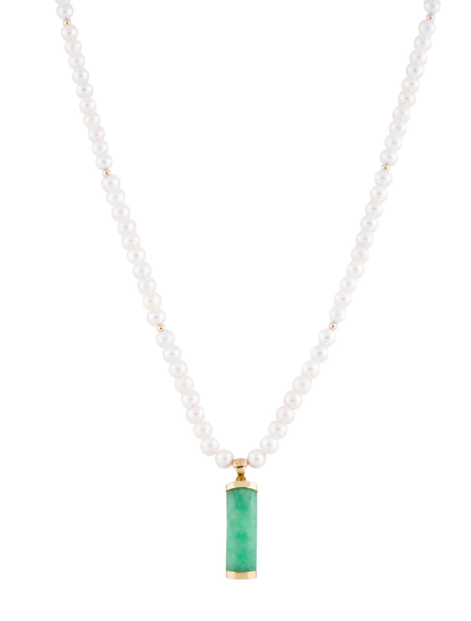 Necklace 14K Pearl & Dyed Jadeite Pendant