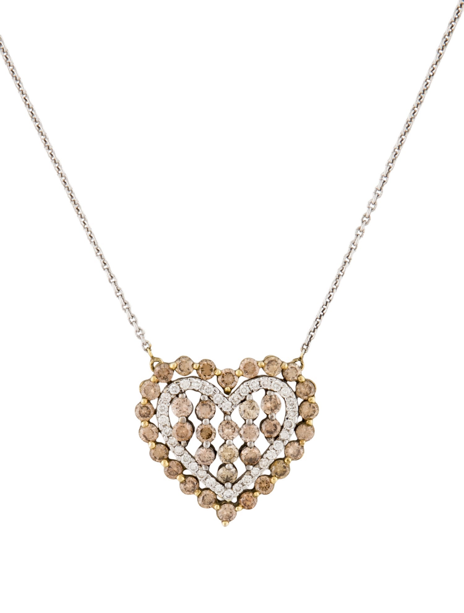 Necklace 18K 2.79ctw Diamond Heart Pendant Necklace
