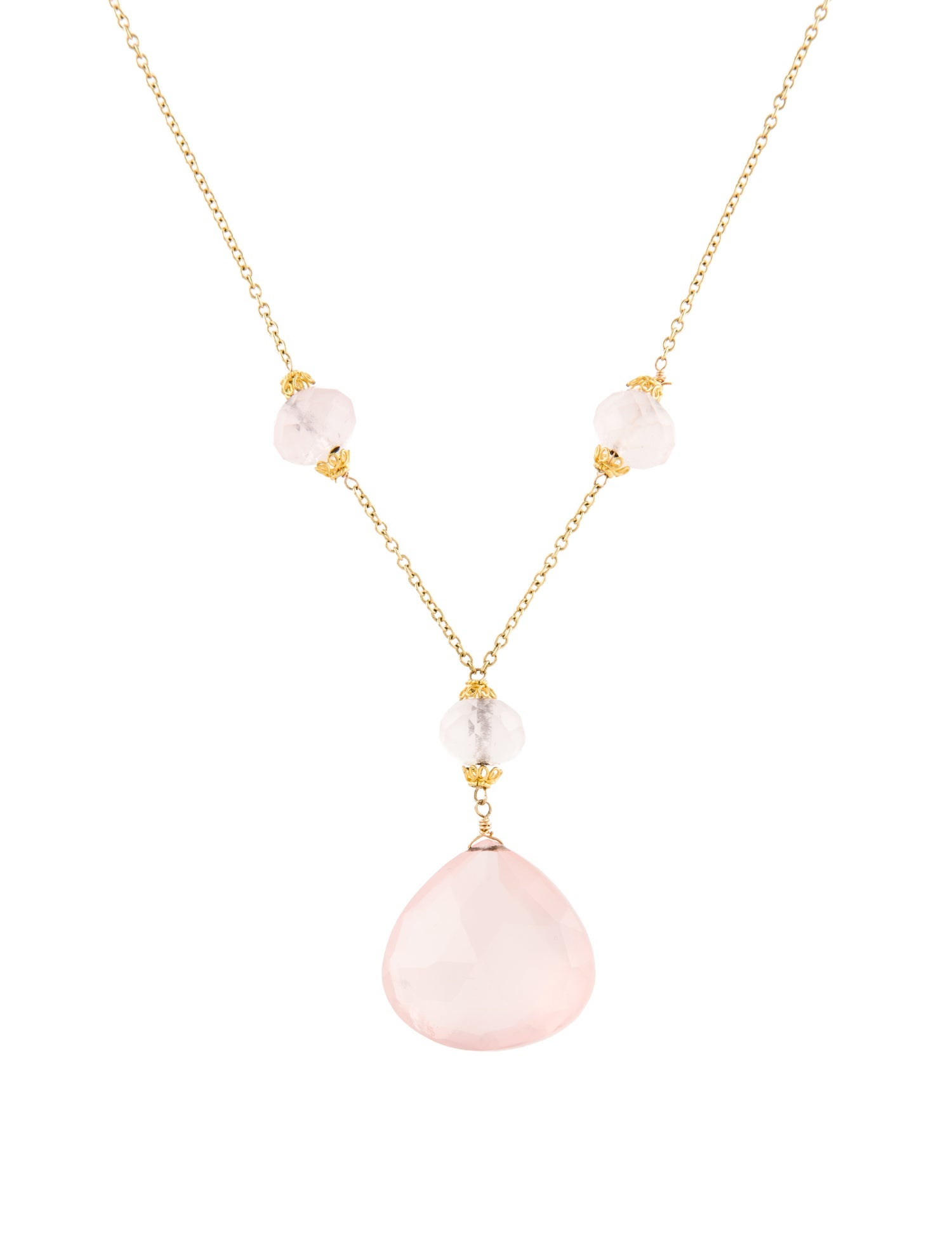 Necklace 18K Rose Quartz Pendant