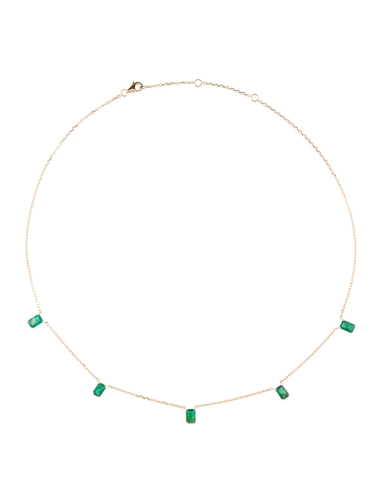 Necklace 14K 2.40ctw Emerald Station Necklace
