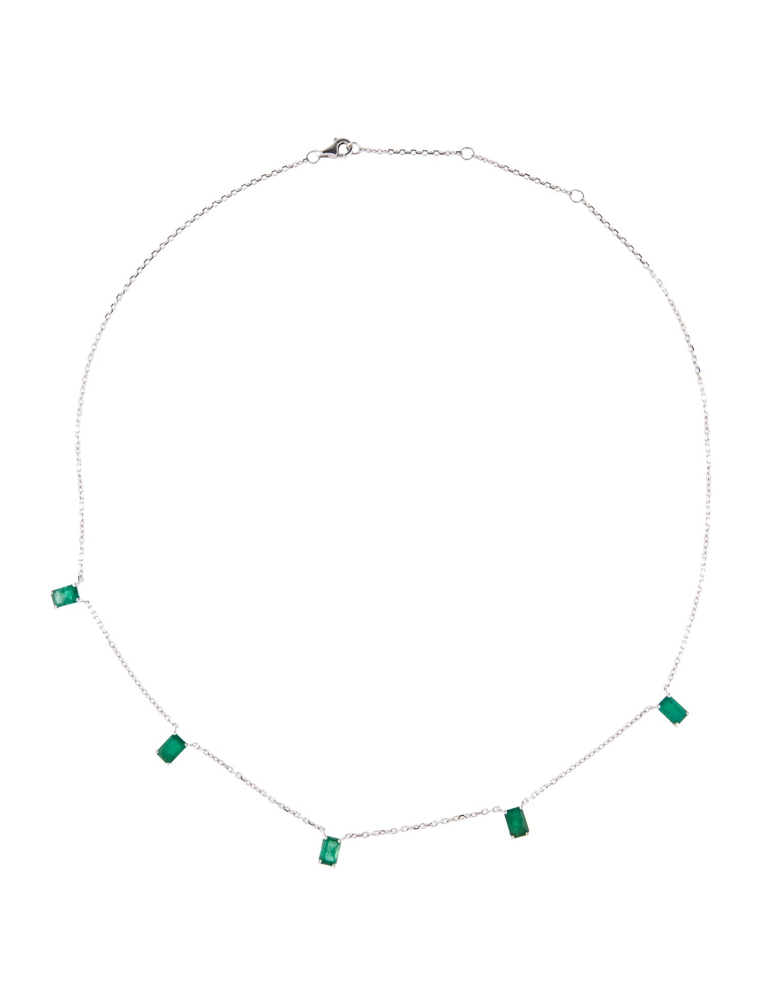 Necklace 14K 2.85ctw Emerald Station Necklace