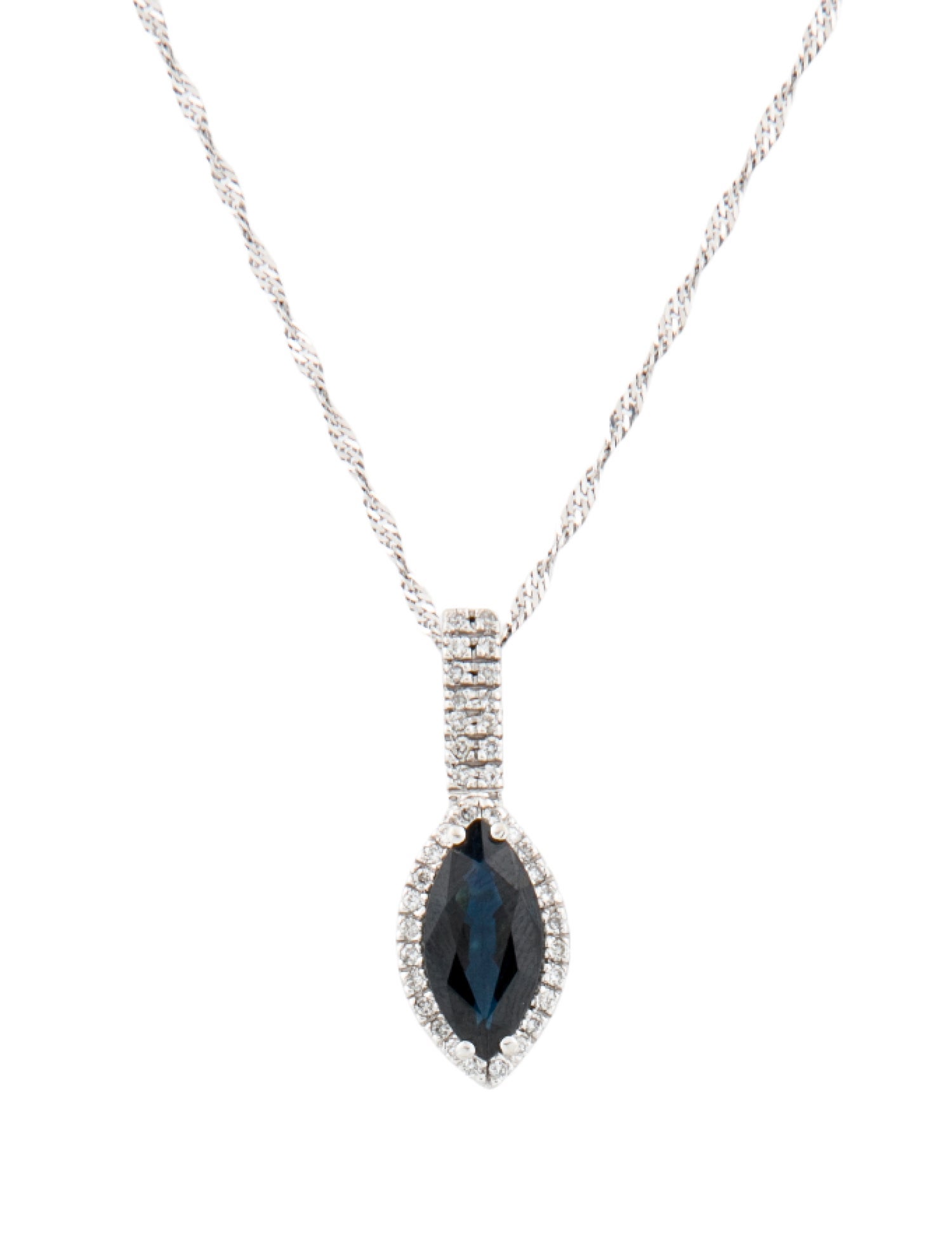 Necklace 14K 1.99ct Sapphire & Diamond Pendant
