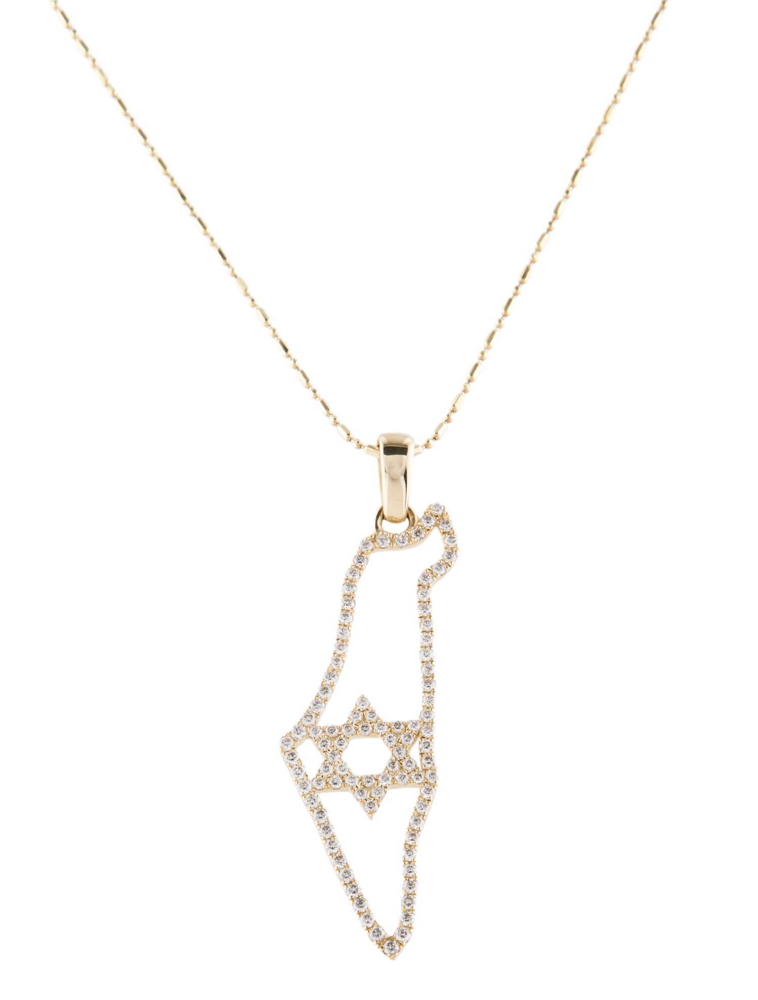 Necklace 14K Diamond Israel Pendant Necklace