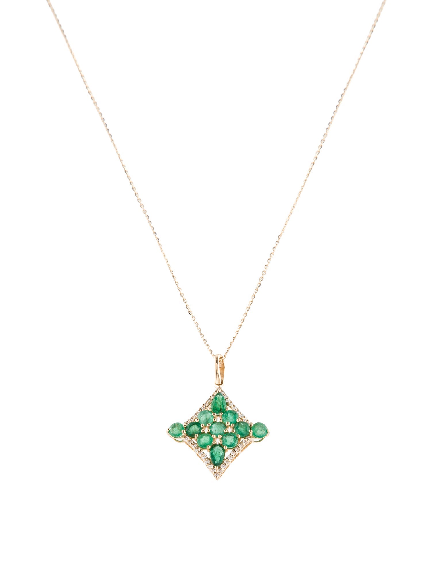 Necklace 14K 1.19ct Emerald & Sapphire Pendant