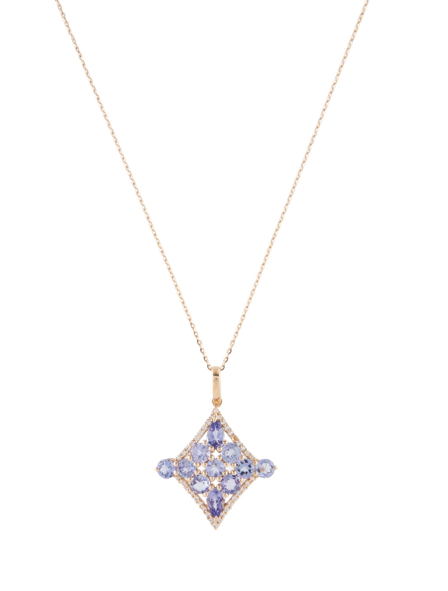Necklace 14K Tanzanite & Sapphire Pendant