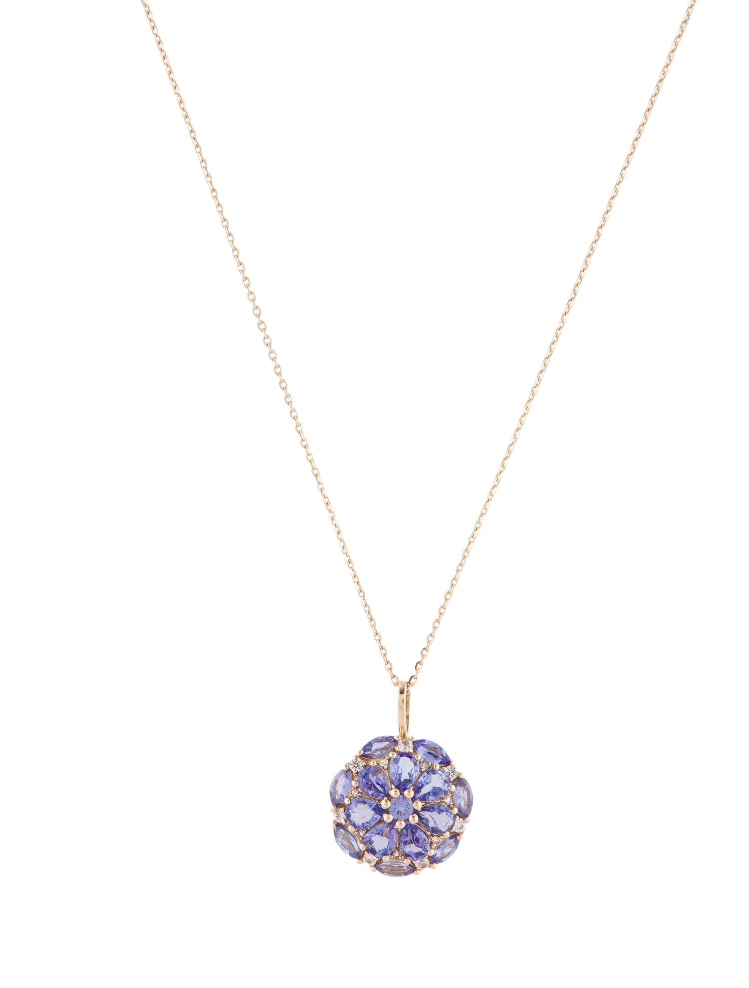 Necklace 14K Tanzanite & Sapphire Pendant