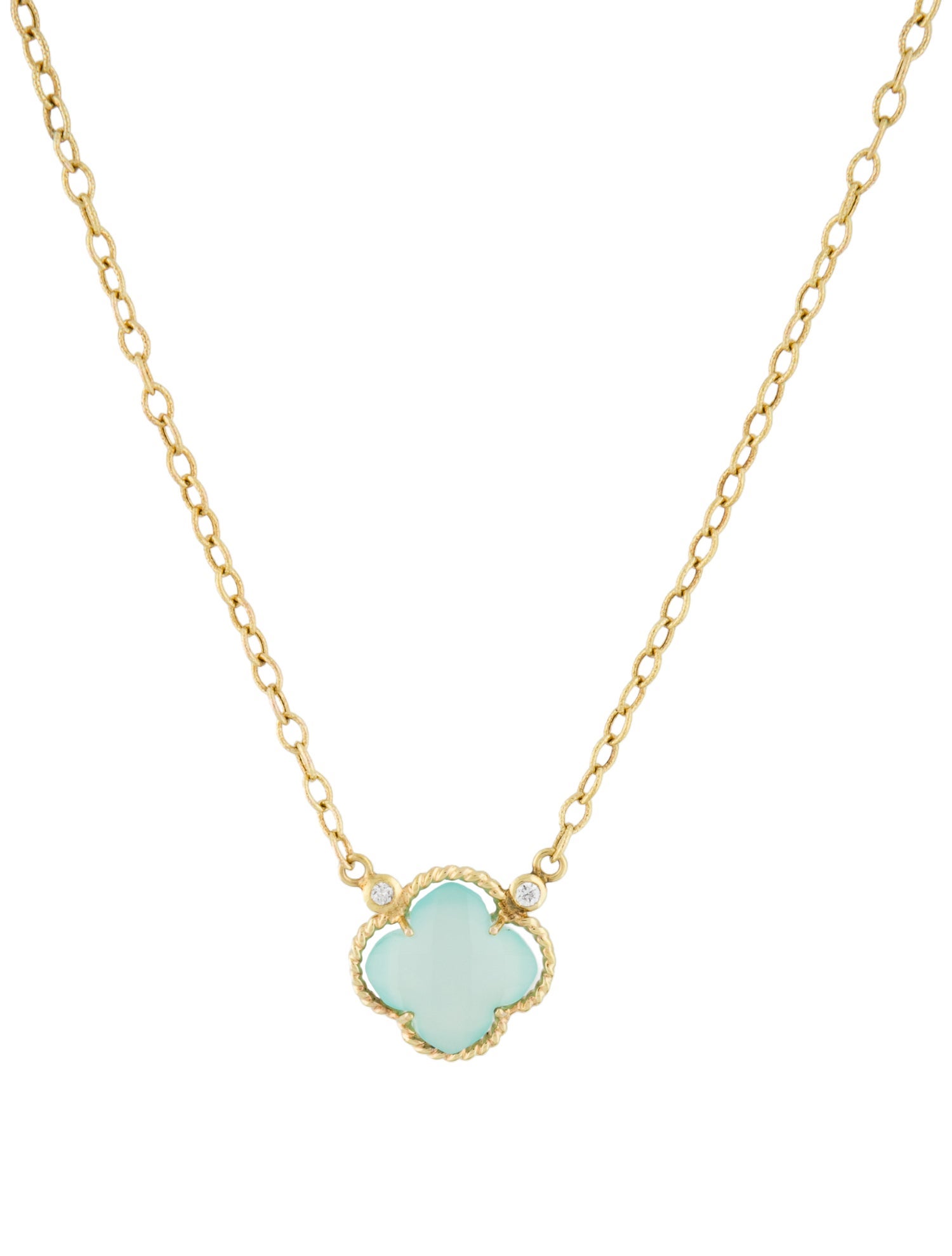 Necklace 14K Chalcedony & Diamond Station