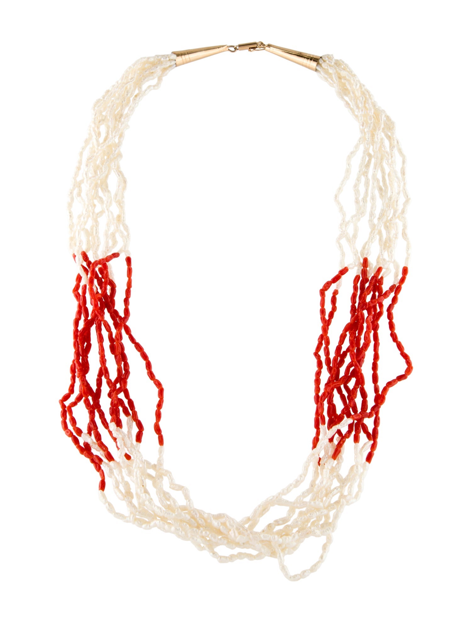 Necklace 14K Pearl & Coral Twist