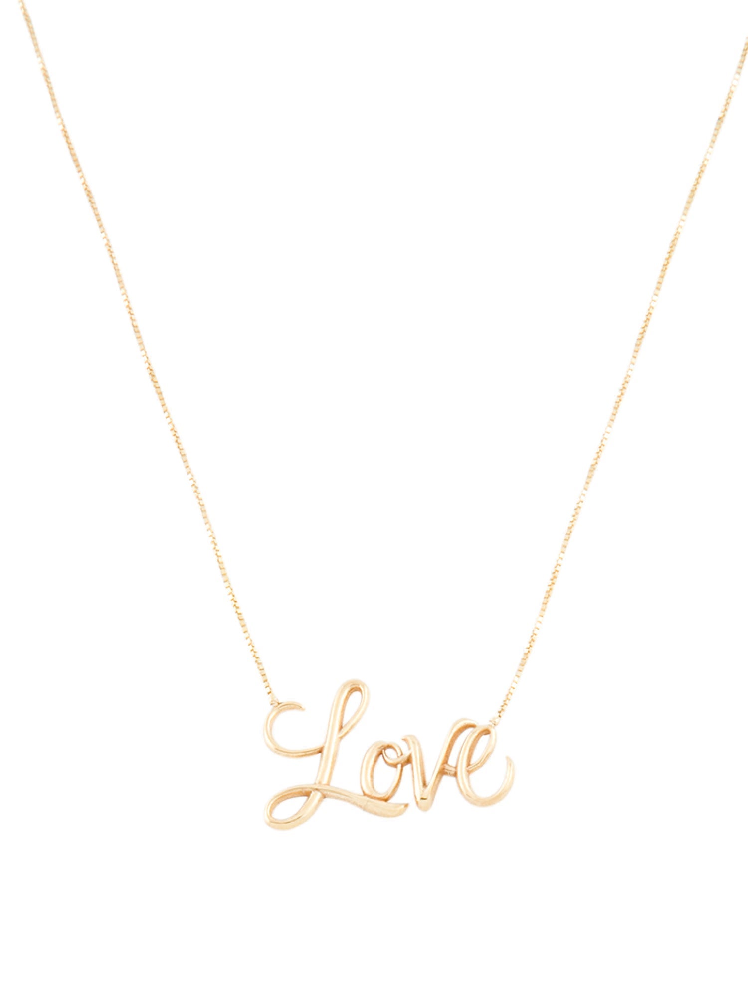 Necklace 14K 'LOVE" Script Station