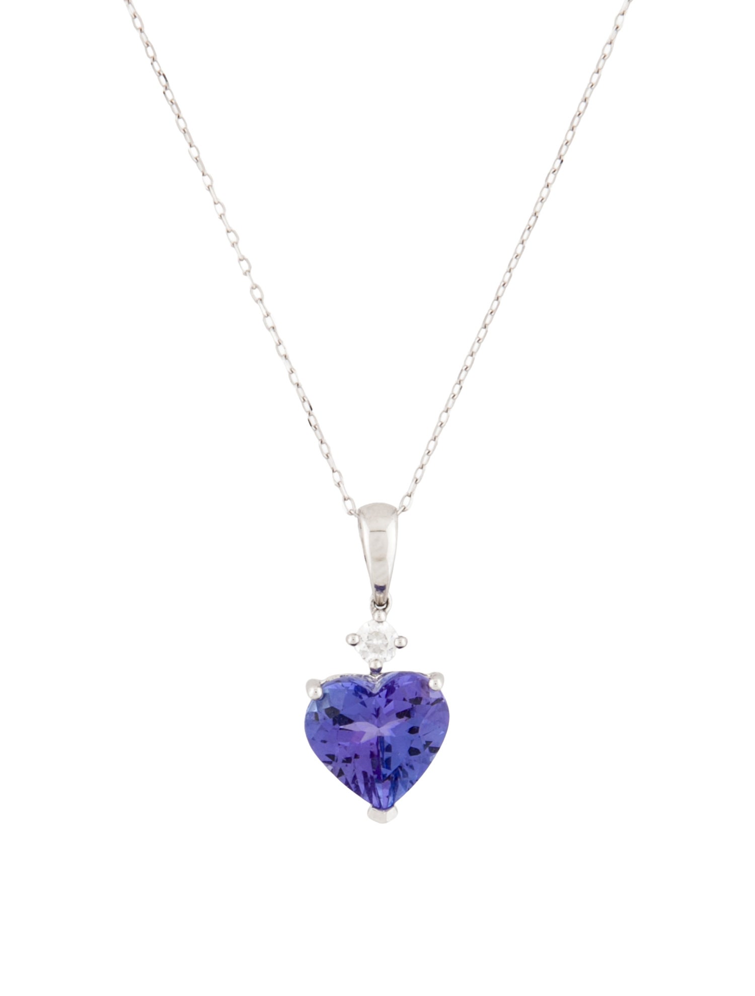 Necklace 14K Tanzanite & Diamond Pendant Necklace