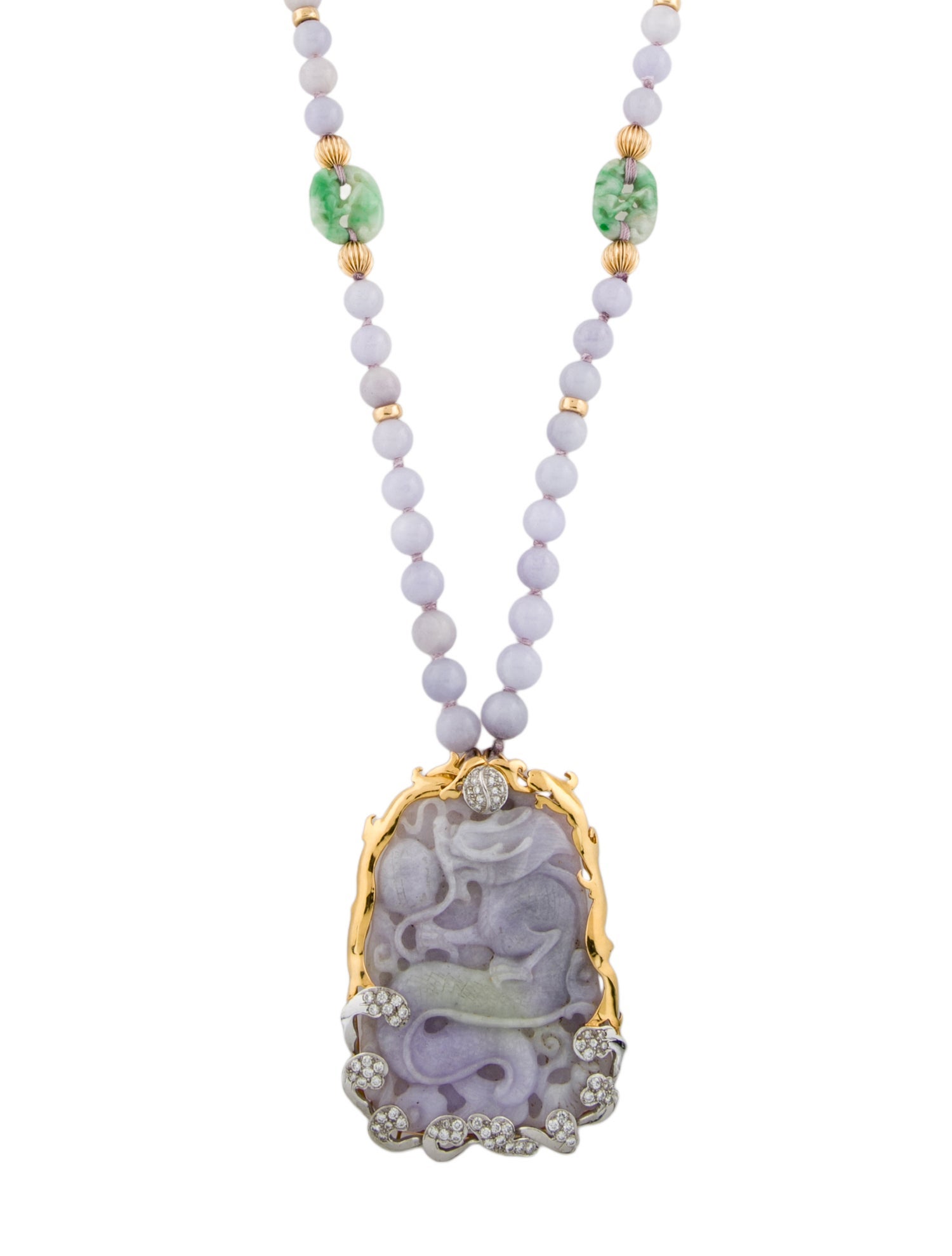 Necklace 18K Jadeite & 1.28ctw Diamond Pendant