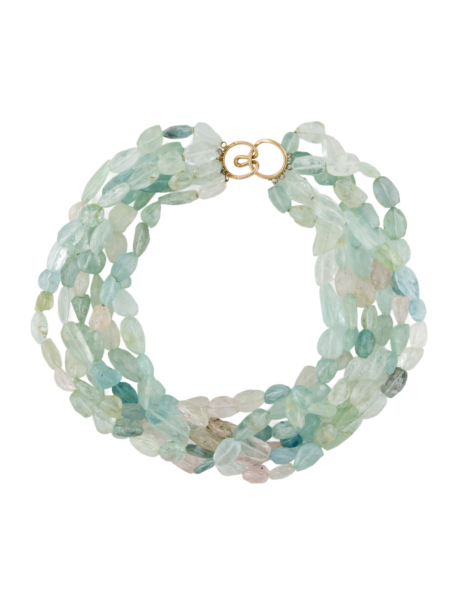 Necklace 14K Multistone Multistrand Bead