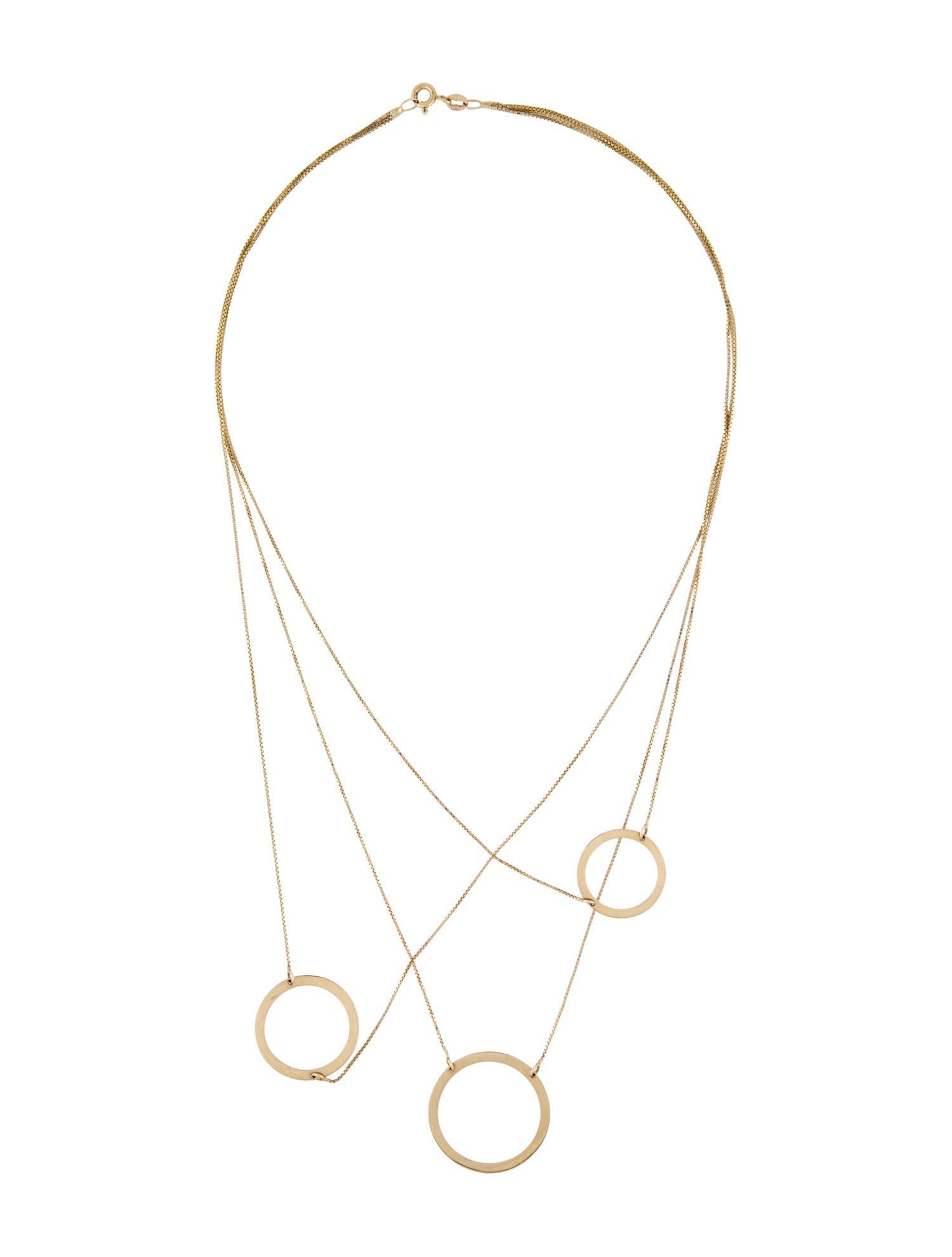 Necklace 14K Circle Three Strand Station